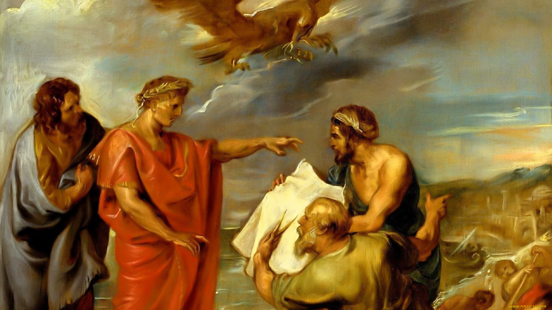 рисованное, pieter, paul, rubens, люди, орел, стройка, бумага