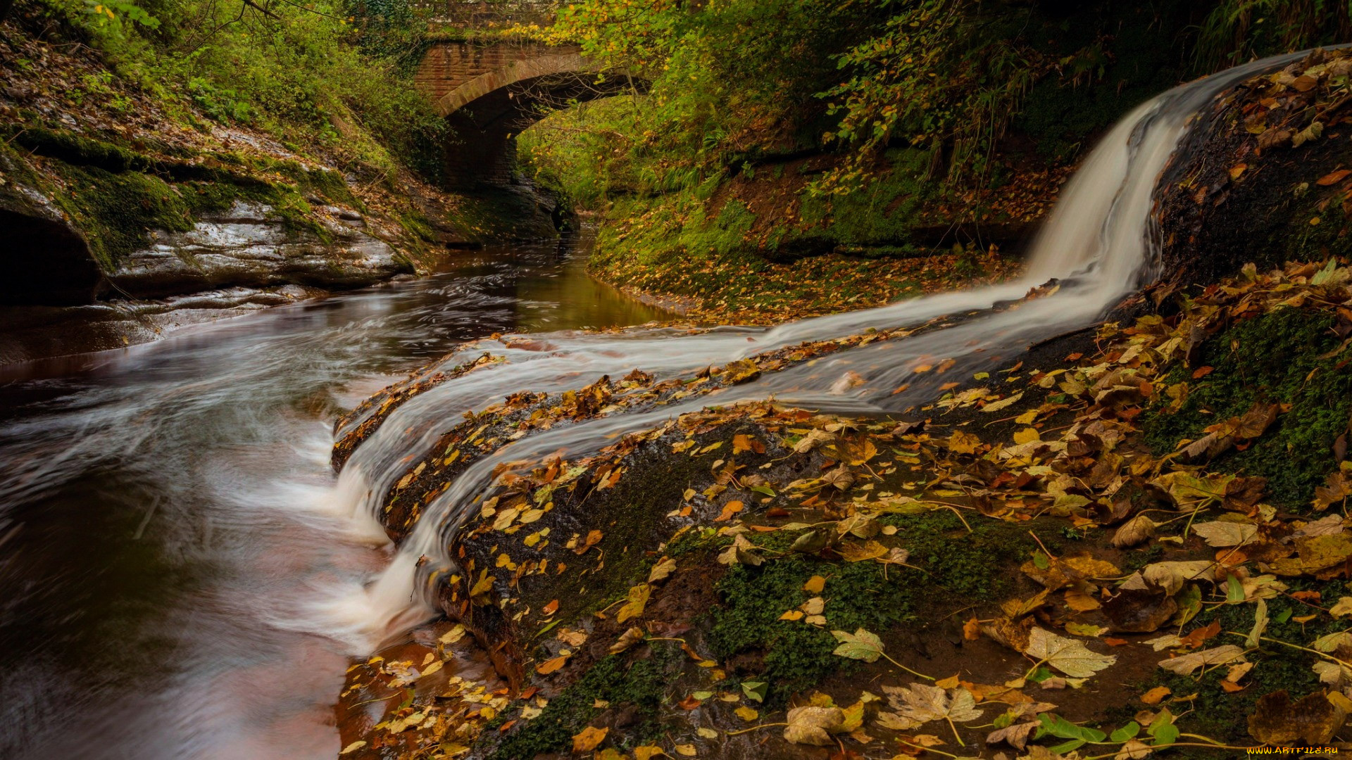 waterfall, at, the, river, gelt, cumbria, england, природа, водопады, waterfall, at, the, river, gelt