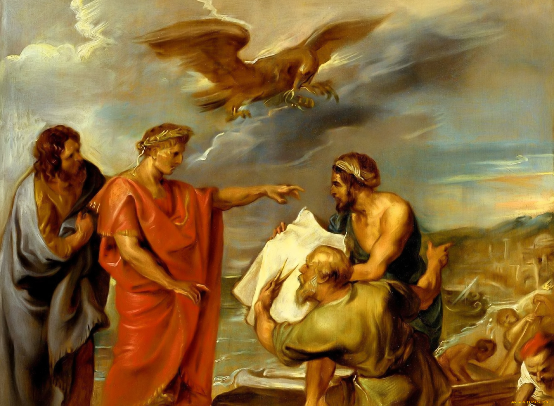 рисованное, pieter, paul, rubens, люди, орел, стройка, бумага