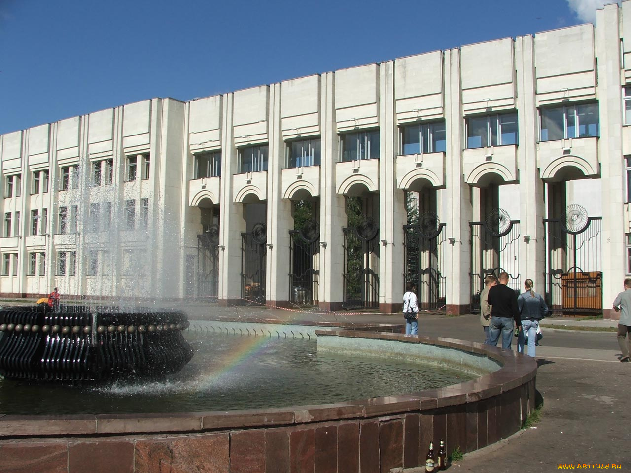 пивная, радуга, фонтане, города, фонтаны