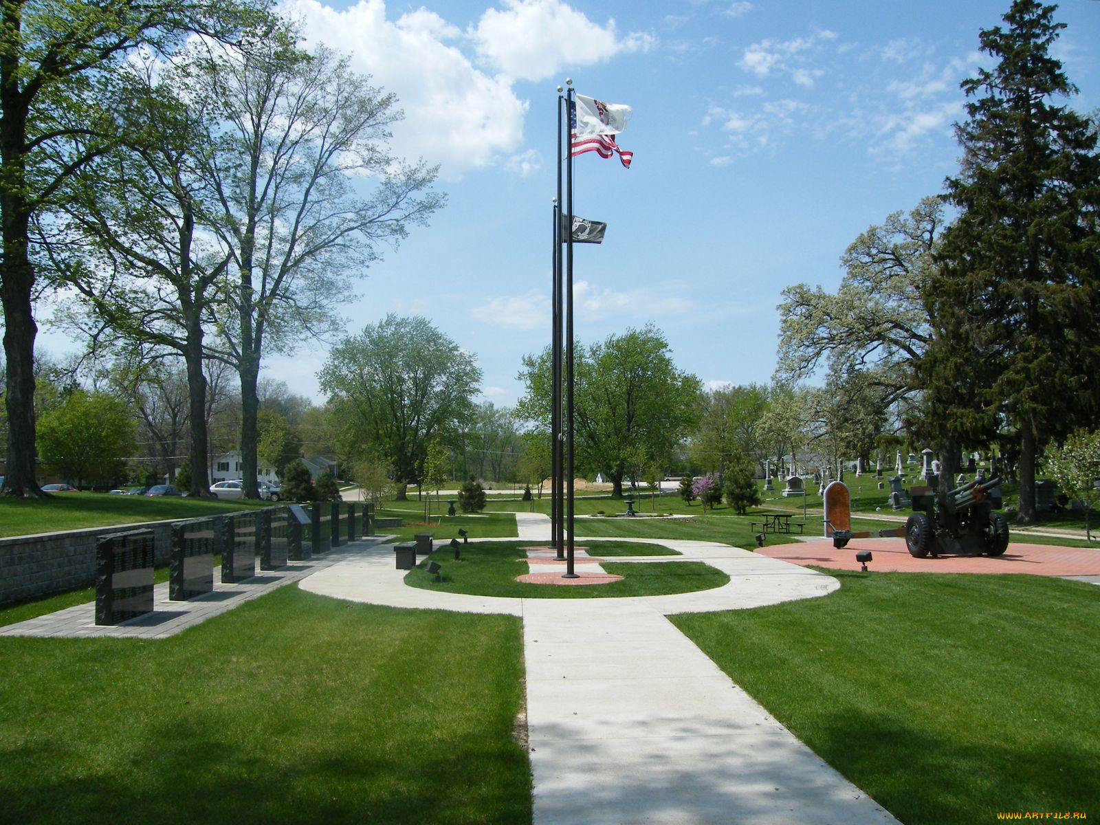 veteran`s, park, memorial, города, памятники, скульптуры, арт, объекты, сша, мемориал, флаг