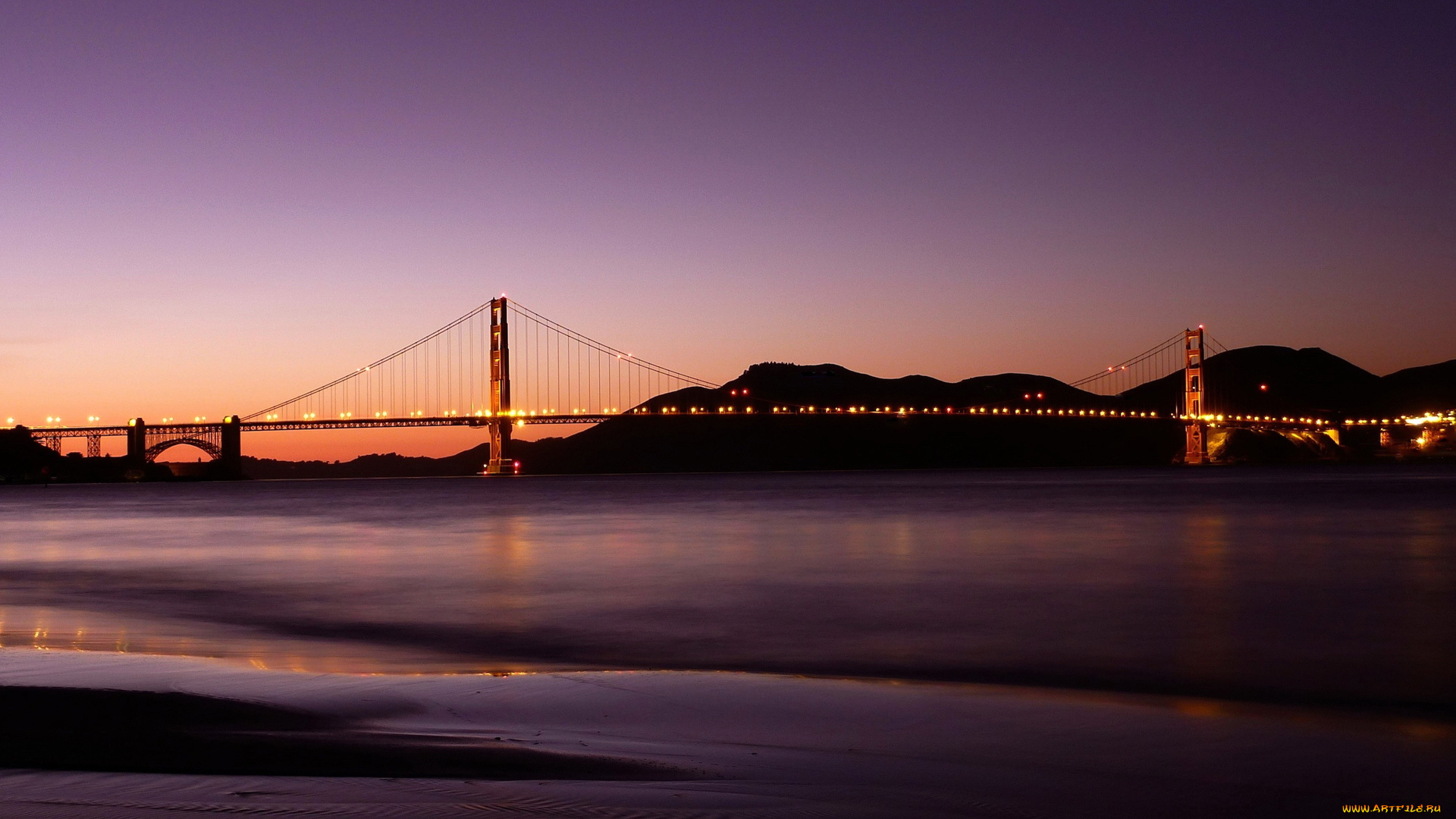 the, golden, gate, bridge, in, san, francisco, города, сан, франциско, сша, вечер, переход, вода