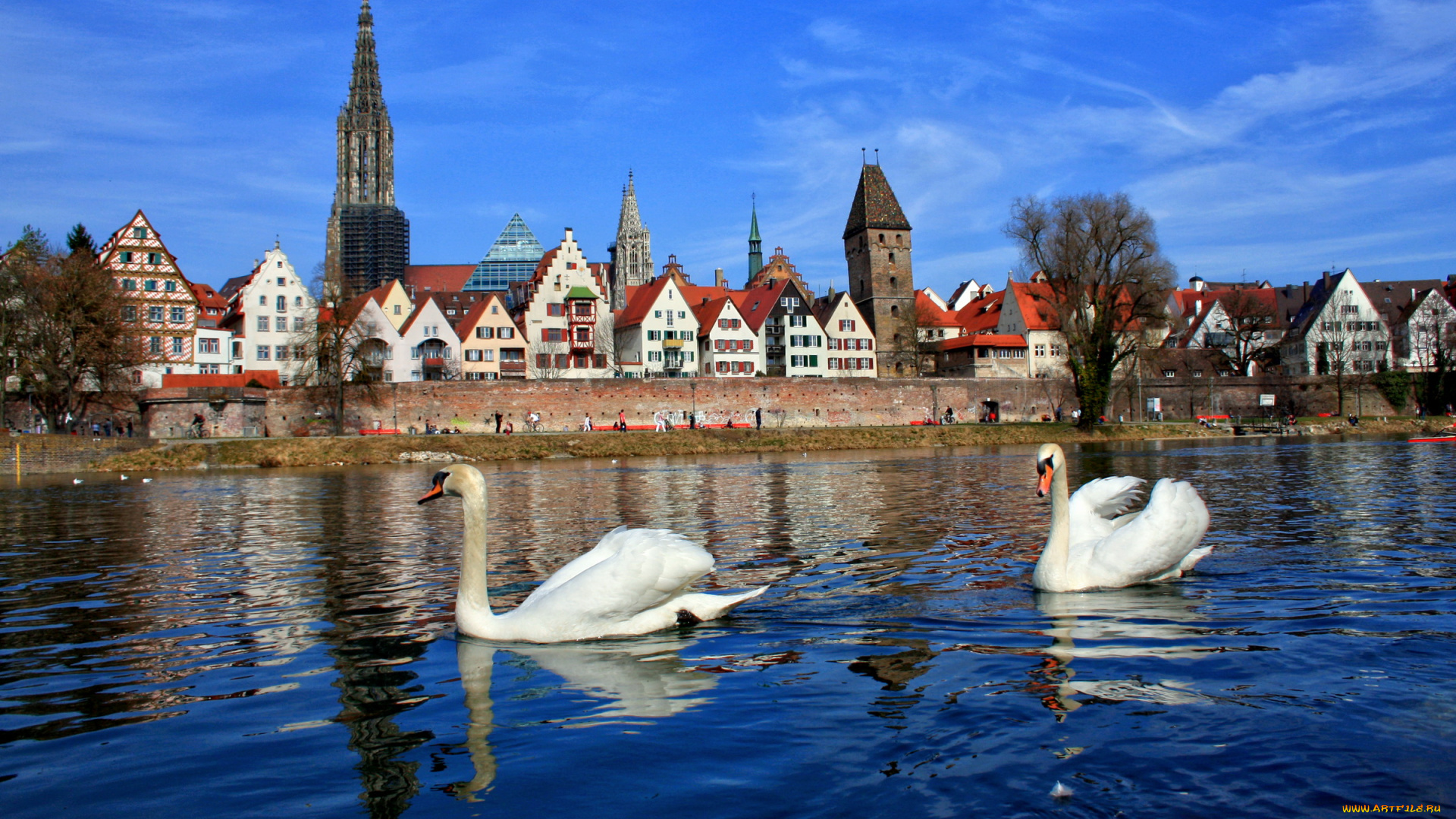 германия, бавария, ной, ульм, города, панорамы, ной-ульм, дома, река