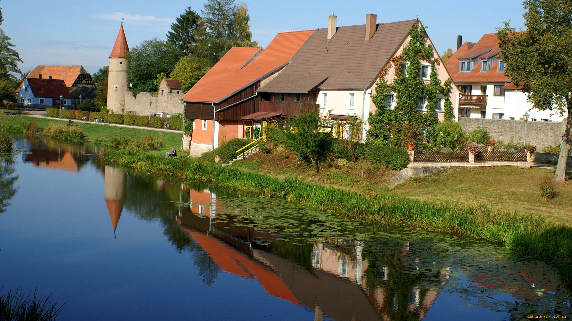 германия, бавария, орнбау, города, улицы, площади, набережные