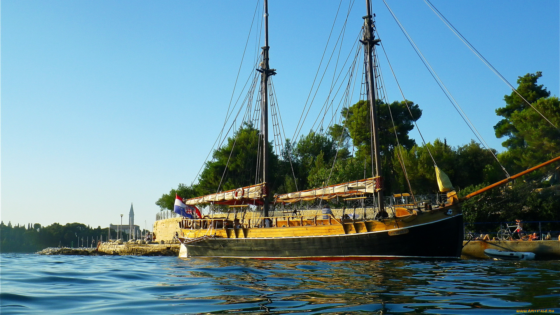 корабли, парусники, парусник, причал, хорватия