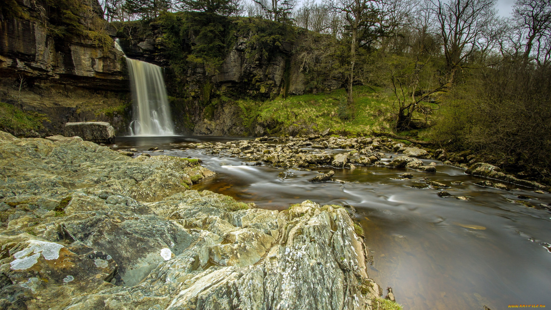 природа, водопады, водопад, река, лето