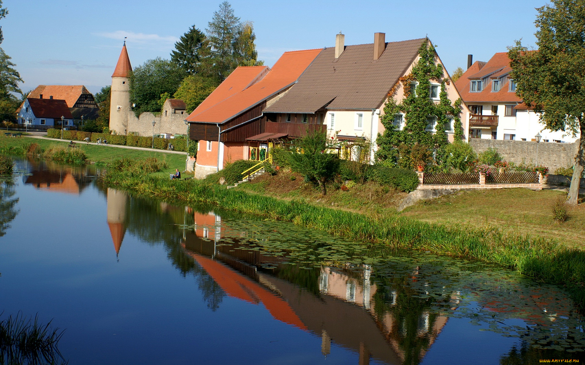 германия, бавария, орнбау, города, улицы, площади, набережные