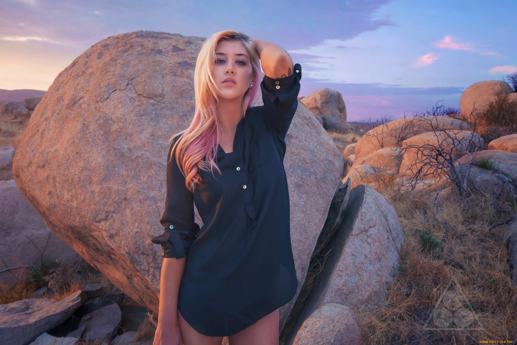 Lauren, Lunday, девушки, камни, рубашка