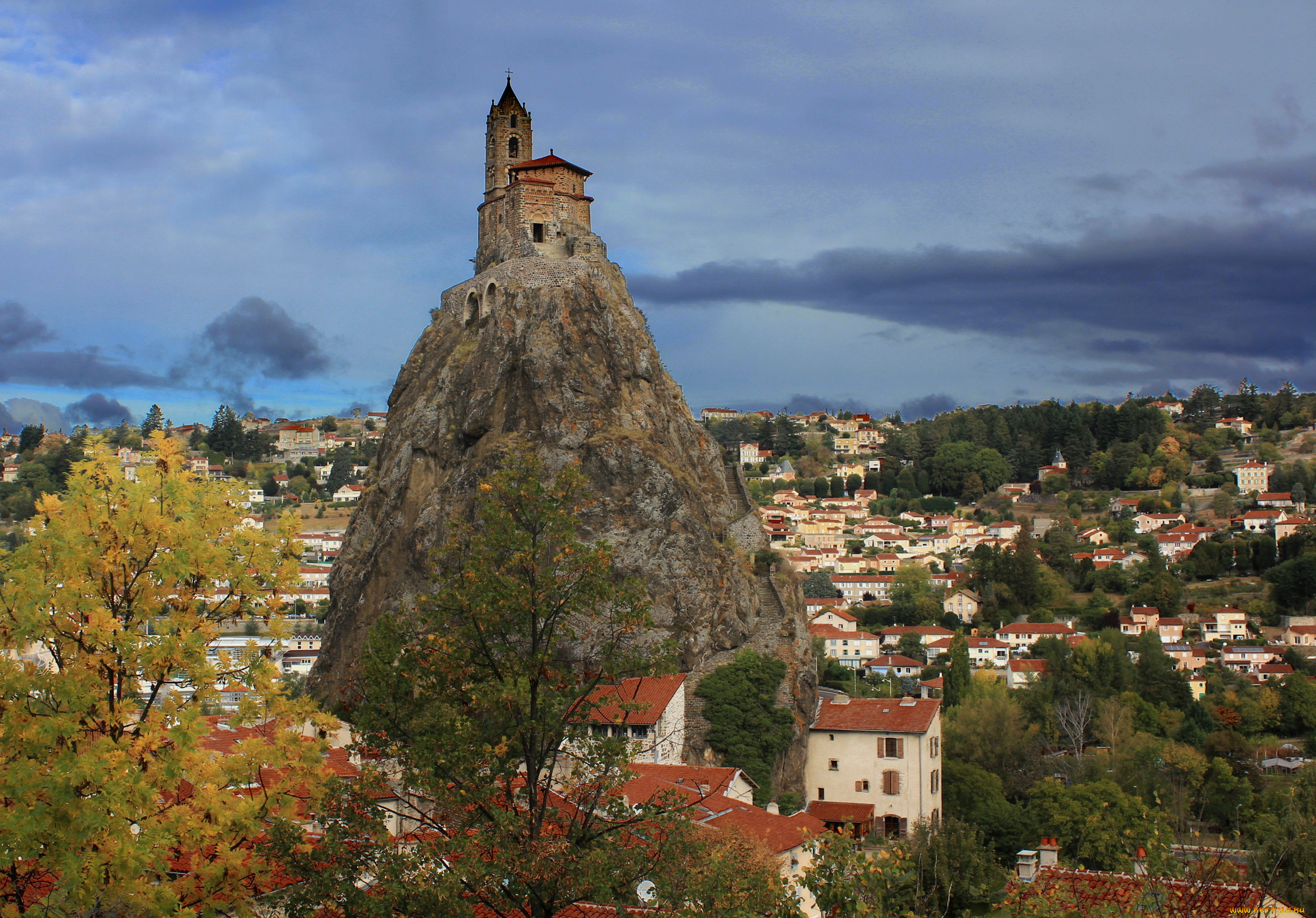 города, панорамы, дома, скала