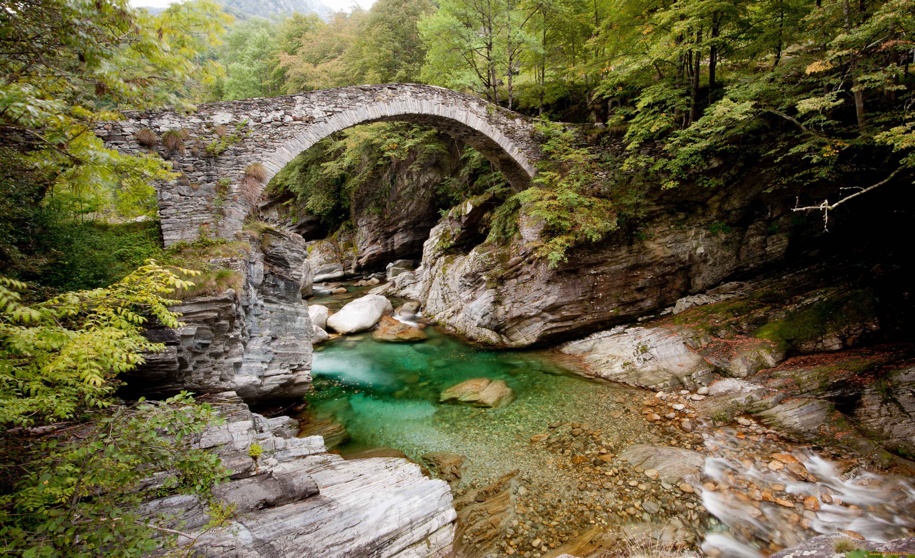 природа, реки, озера, река, горы, мост, пейзаж