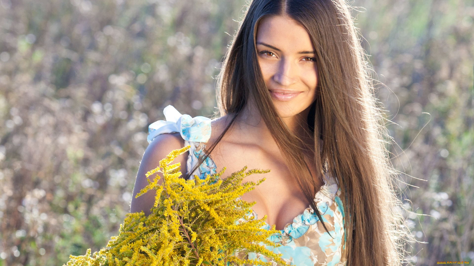 -Unsort, Брюнетки, Шатенки, девушки, unsort, брюнетки, шатенки, волосы, цветы, улыбка