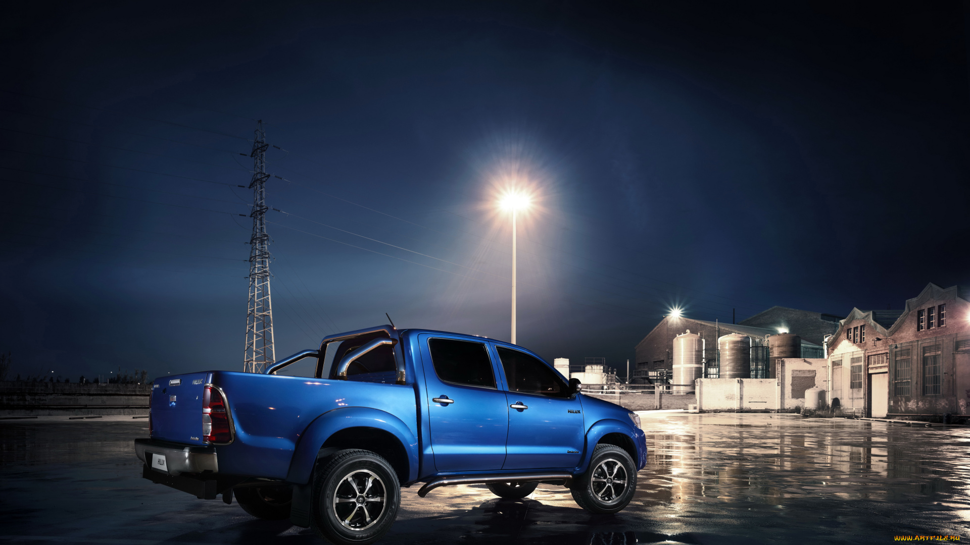 2013, toyota, hilux, invincible, автомобили, ночь, огни, город