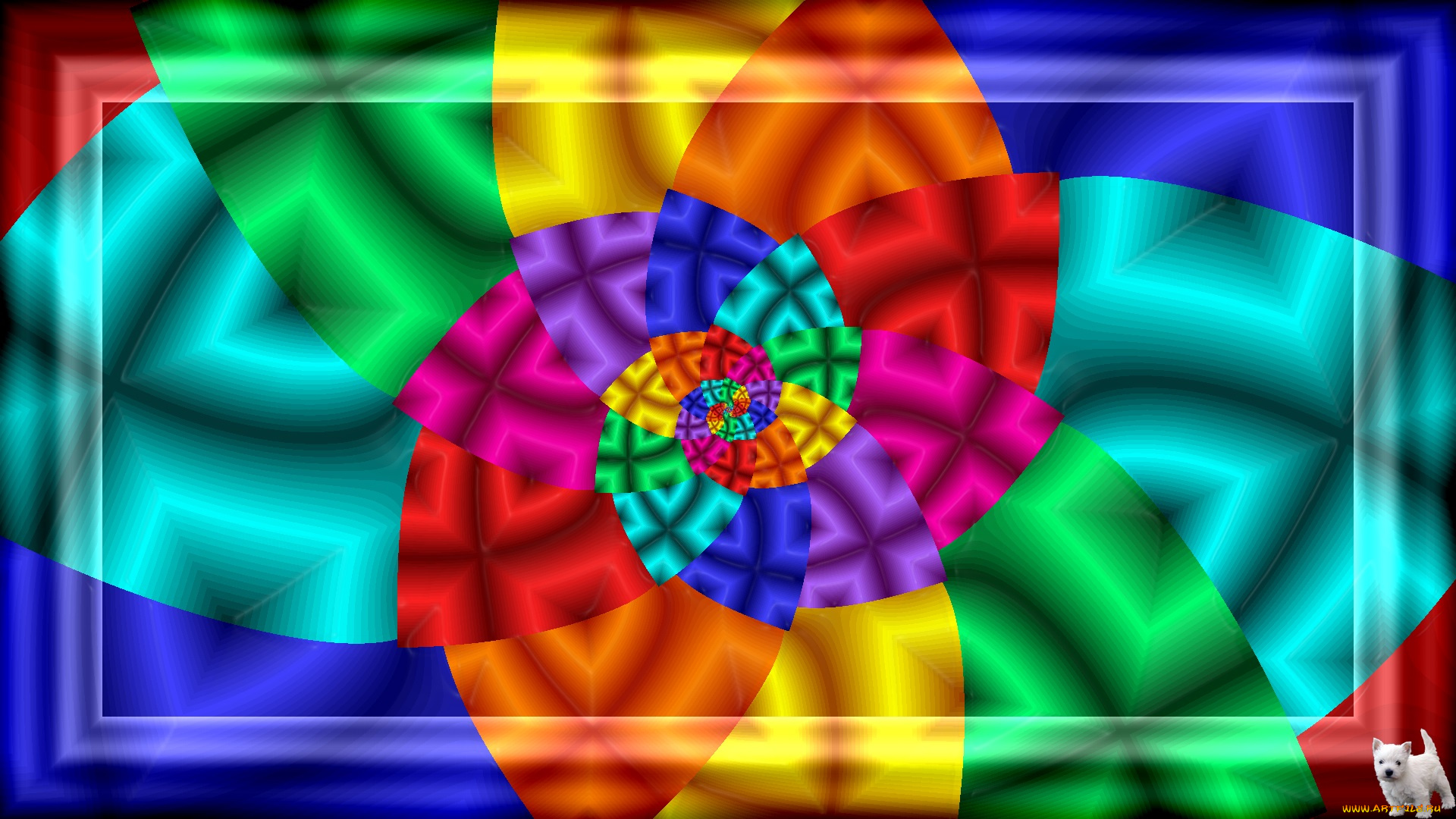 3д, графика, fractal, фракталы, фон, узор, щенок