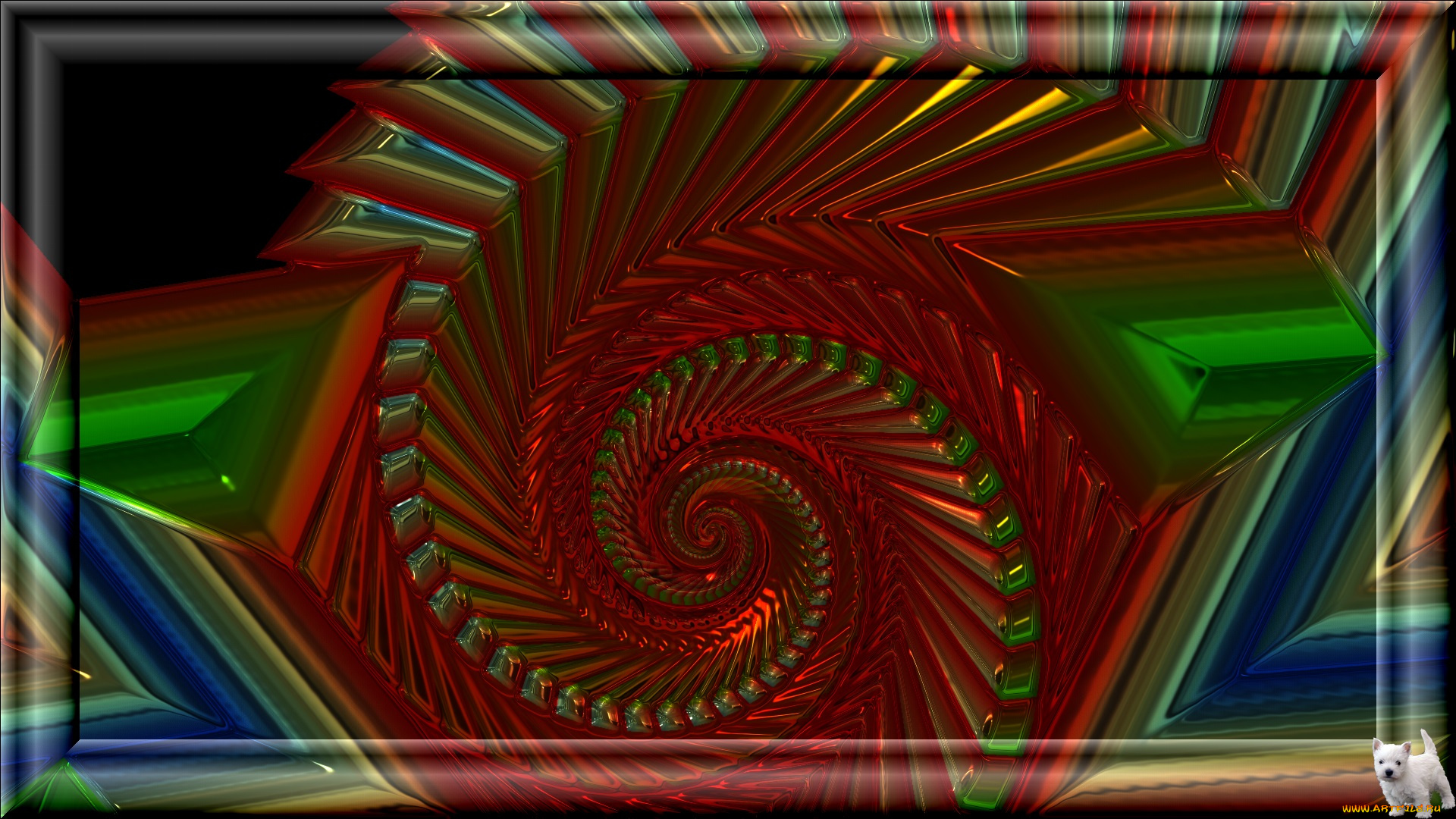 3д, графика, fractal, фракталы, узор, фон, щенок, цвета