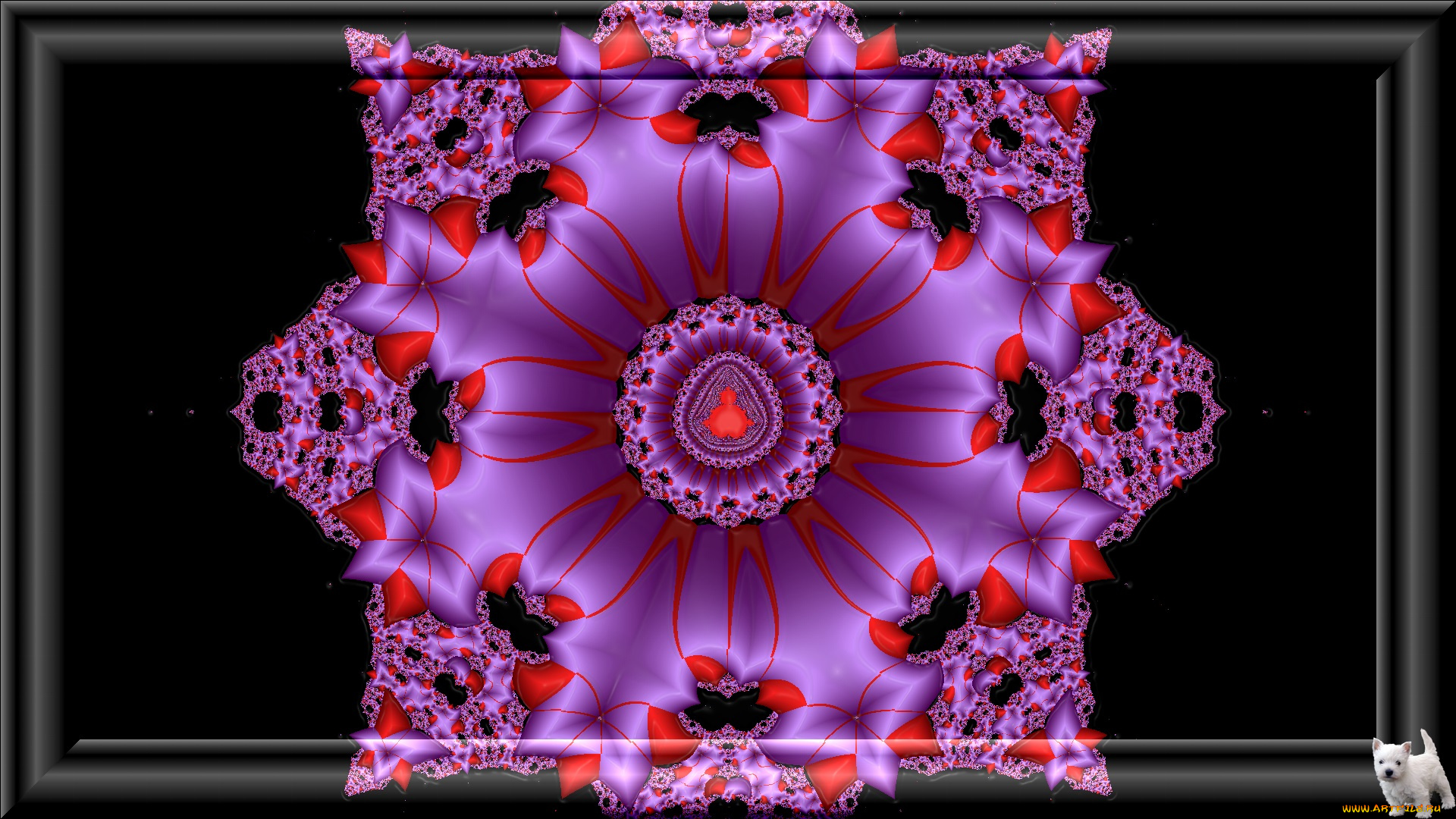 3д, графика, fractal, фракталы, узор, щенок, цвета, фон