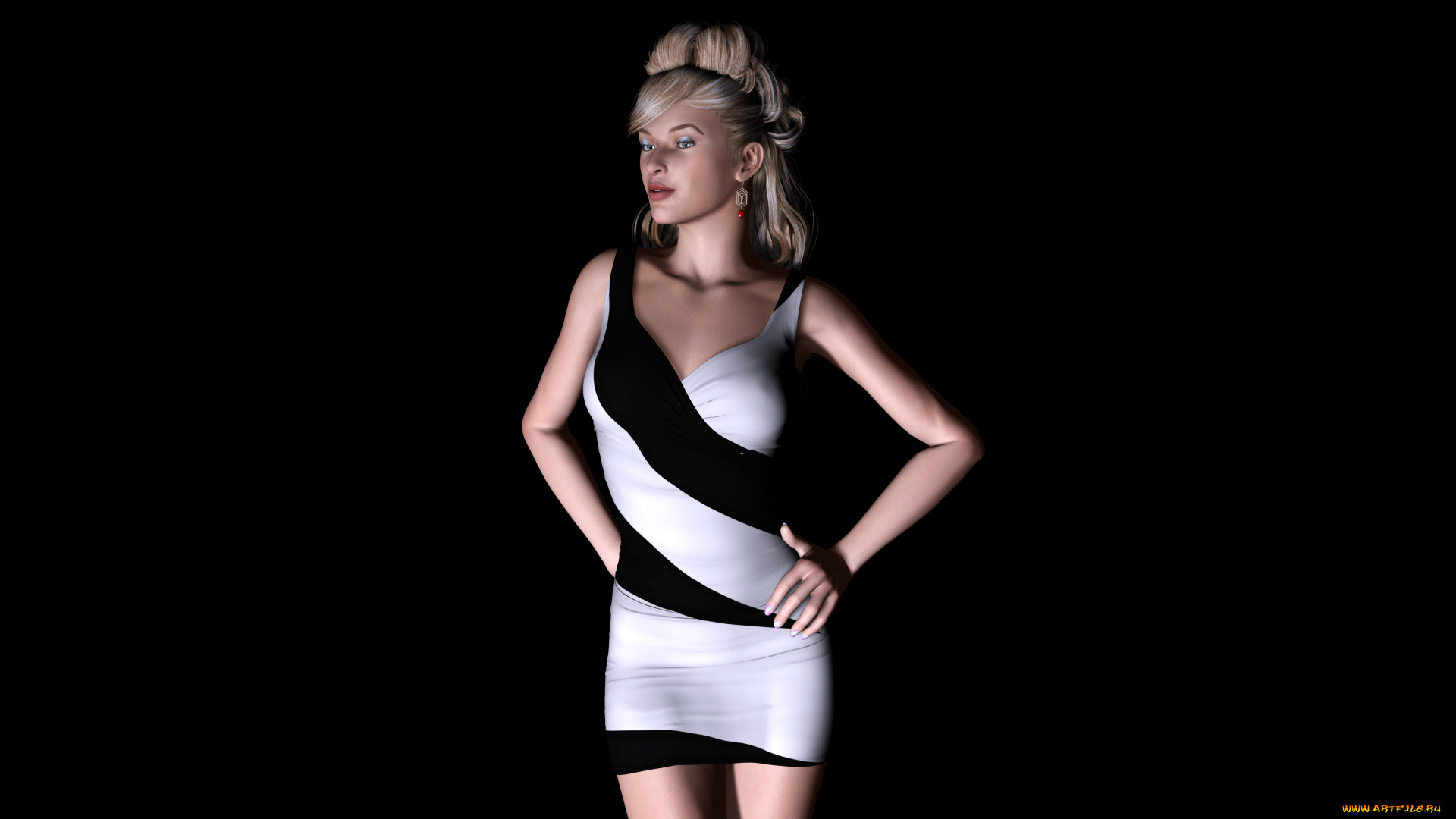 3д, графика, people, люди, платье, взгляд