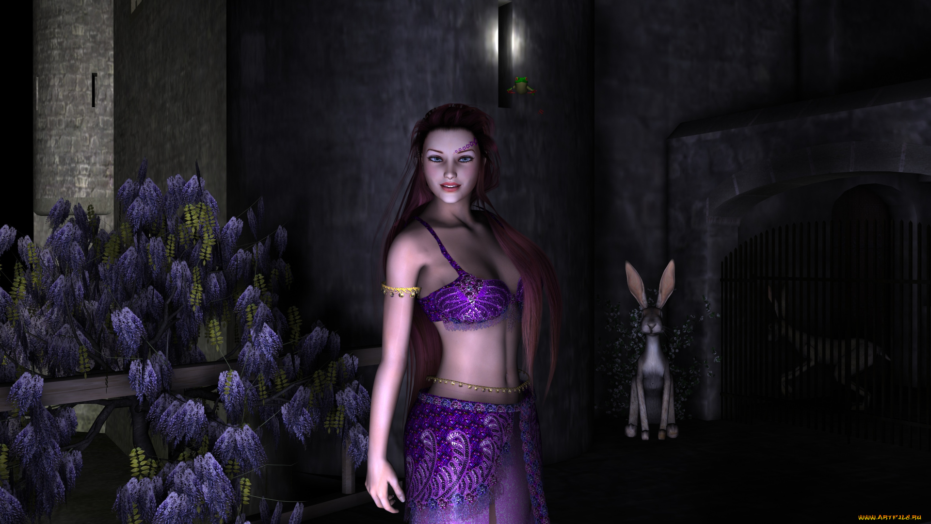 3д, графика, people, люди, зайчик, цветы