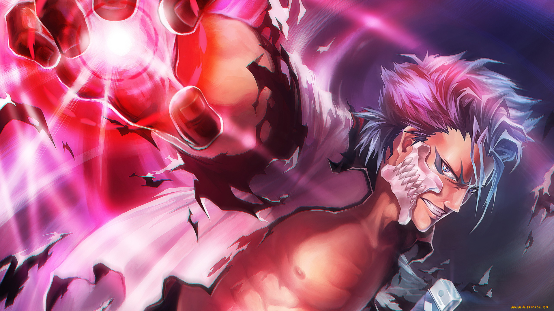 аниме, bleach, блондин, удар, кость, grimmjow, jaegerjaquez, блич