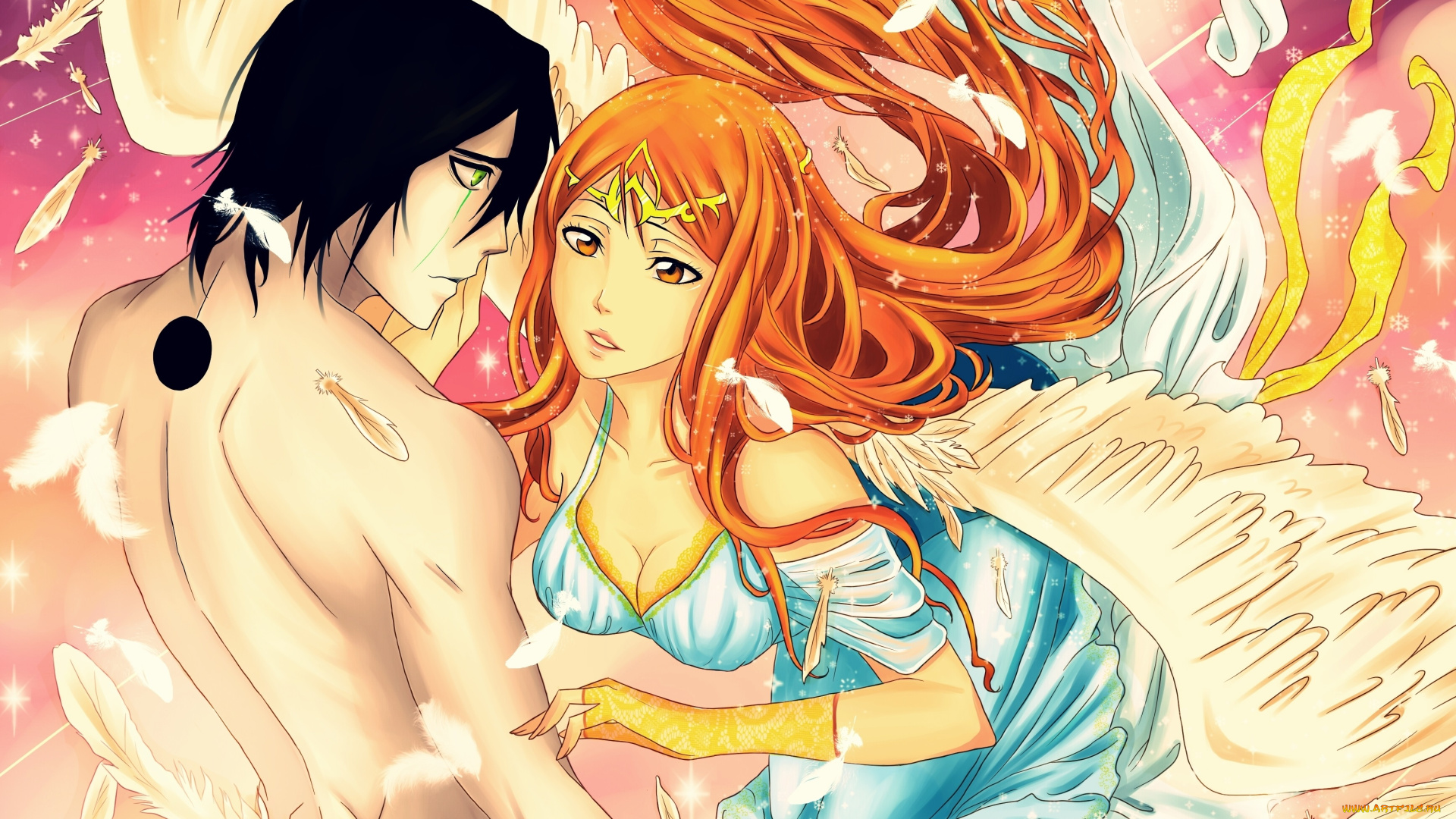 аниме, bleach, улькиора, орихиме, пара