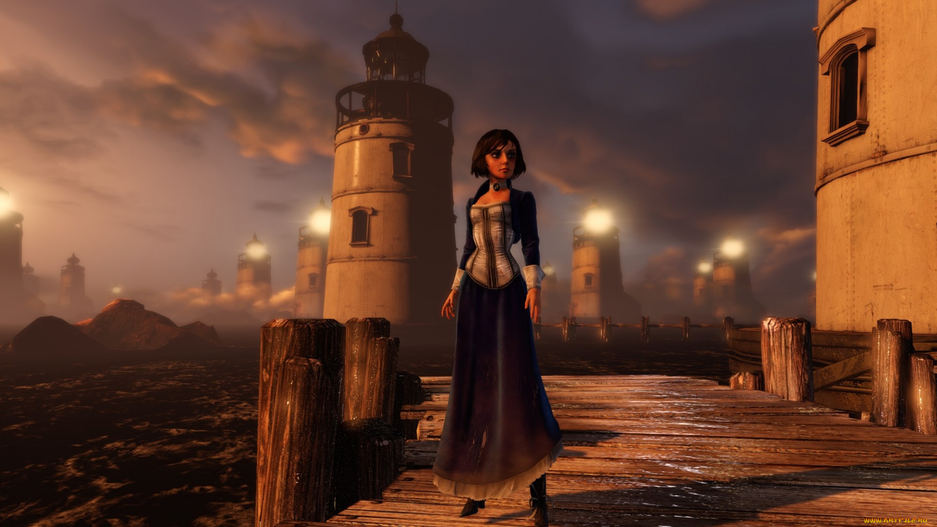 bioshock, infinite, видео, игры, девушка, маяк