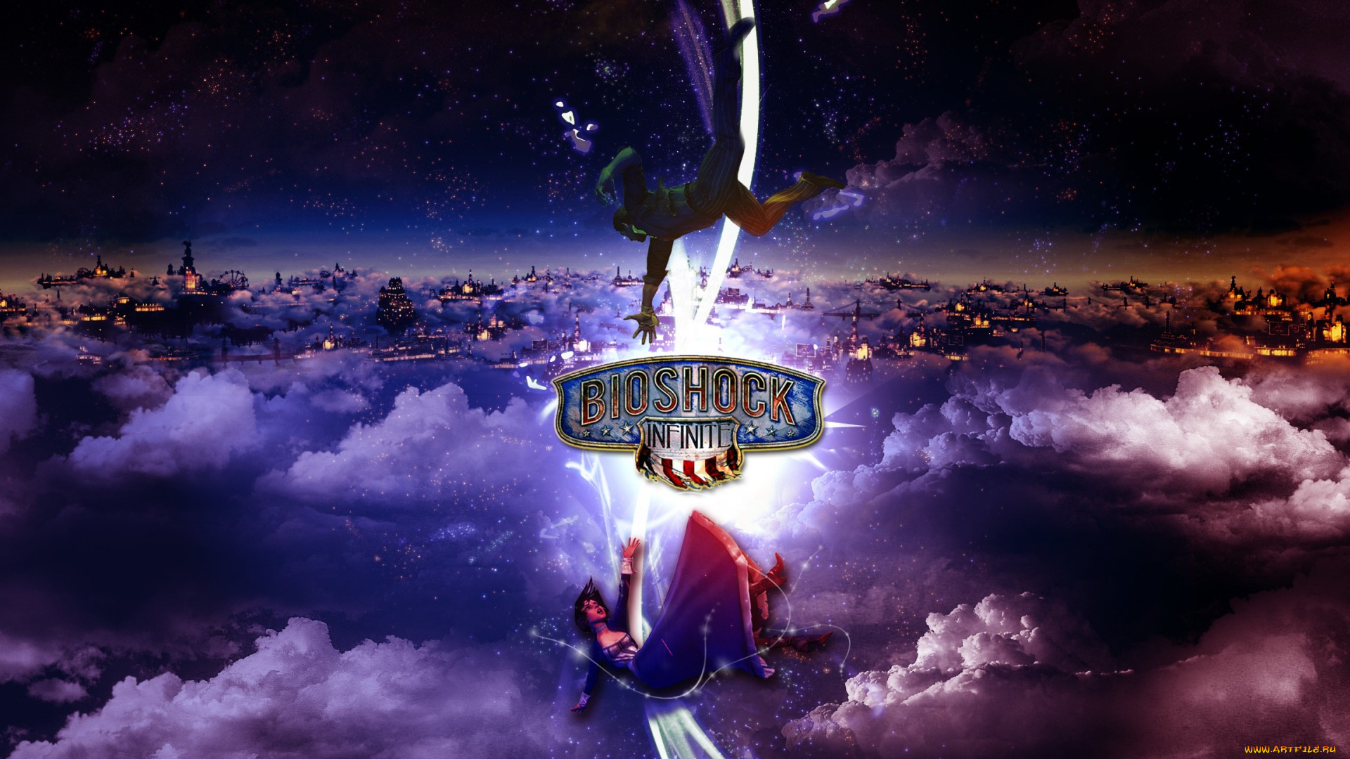 bioshock, infinite, видео, игры, облака, город