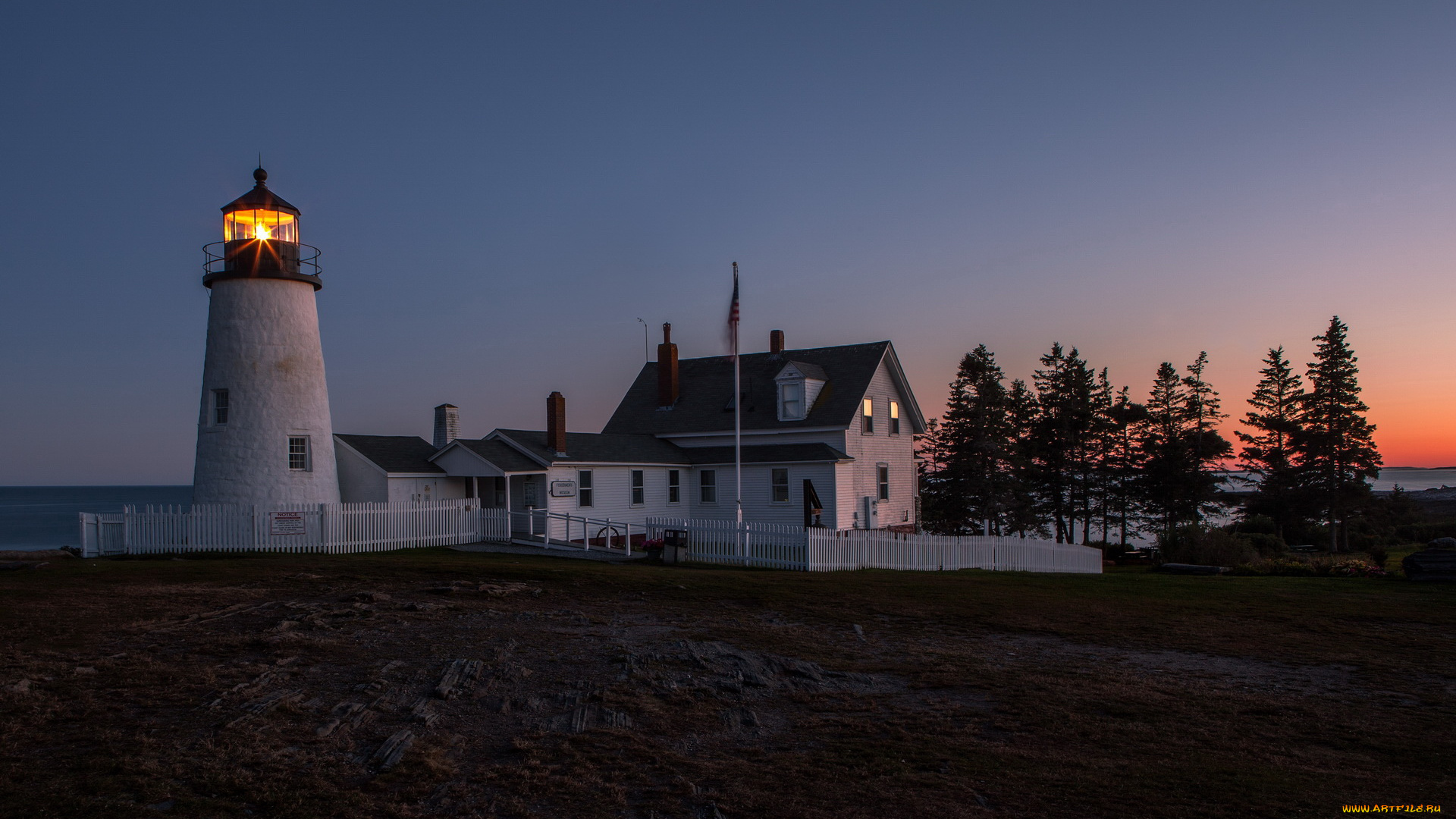 природа, маяки, дом, вечер