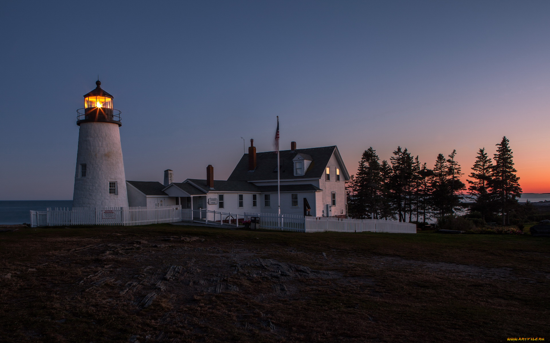 природа, маяки, дом, вечер