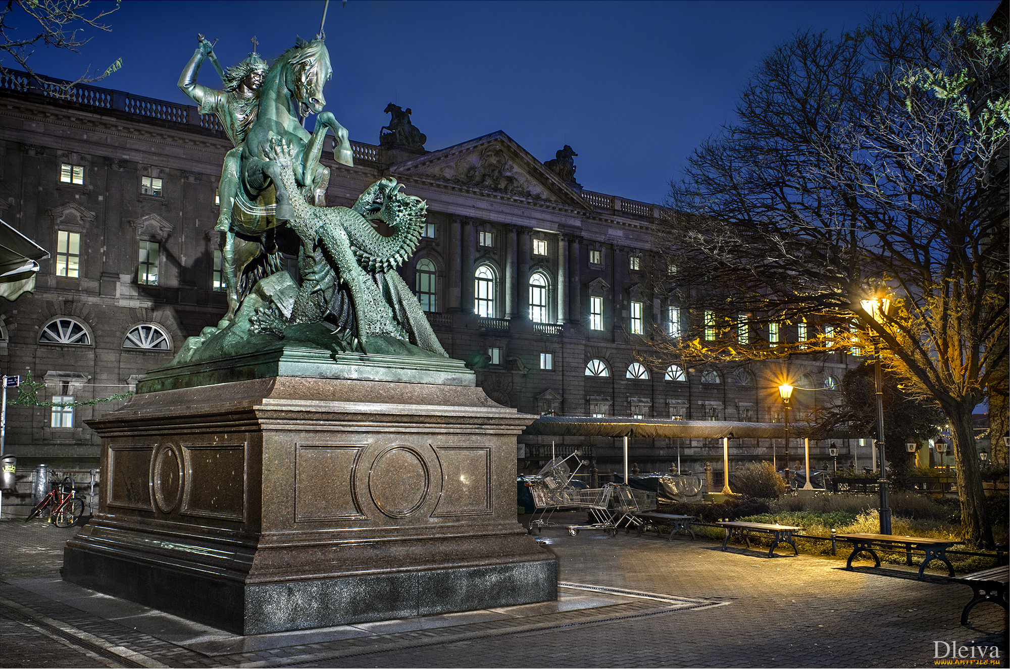 города, берлин, германия, памятник, вечер, здание