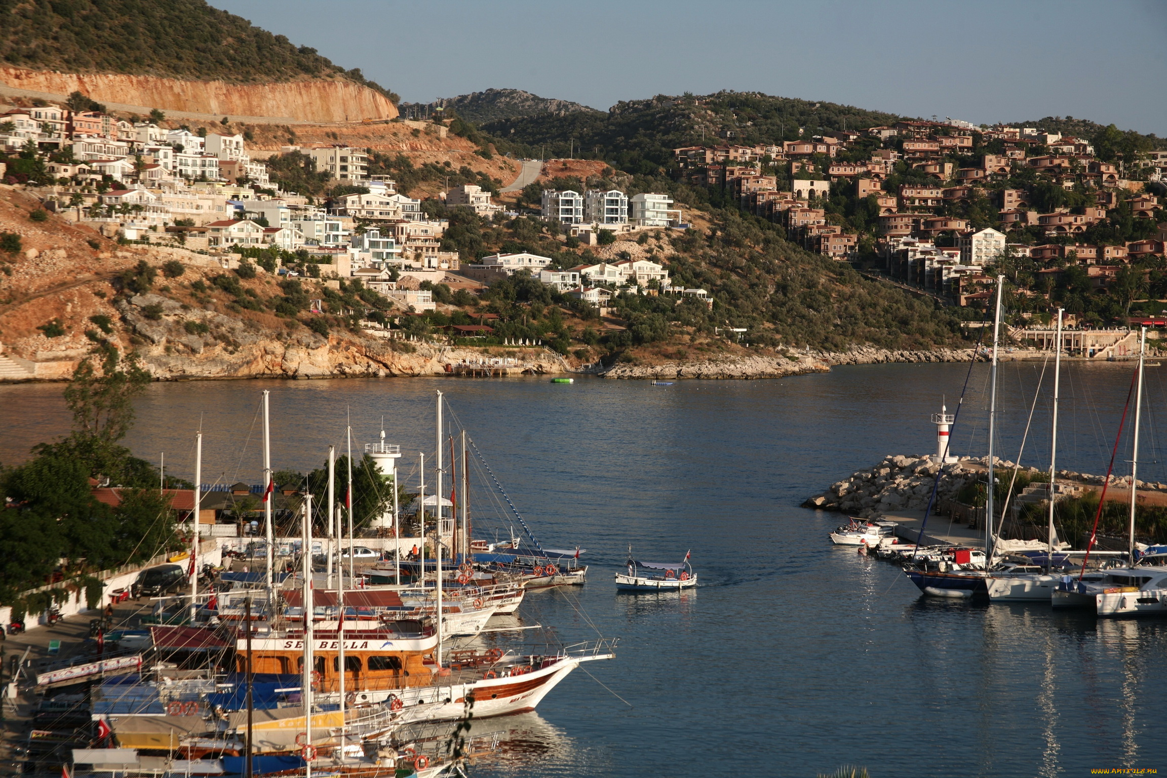 турция, анталья, kalkan, города, панорамы, дома, море, парусники