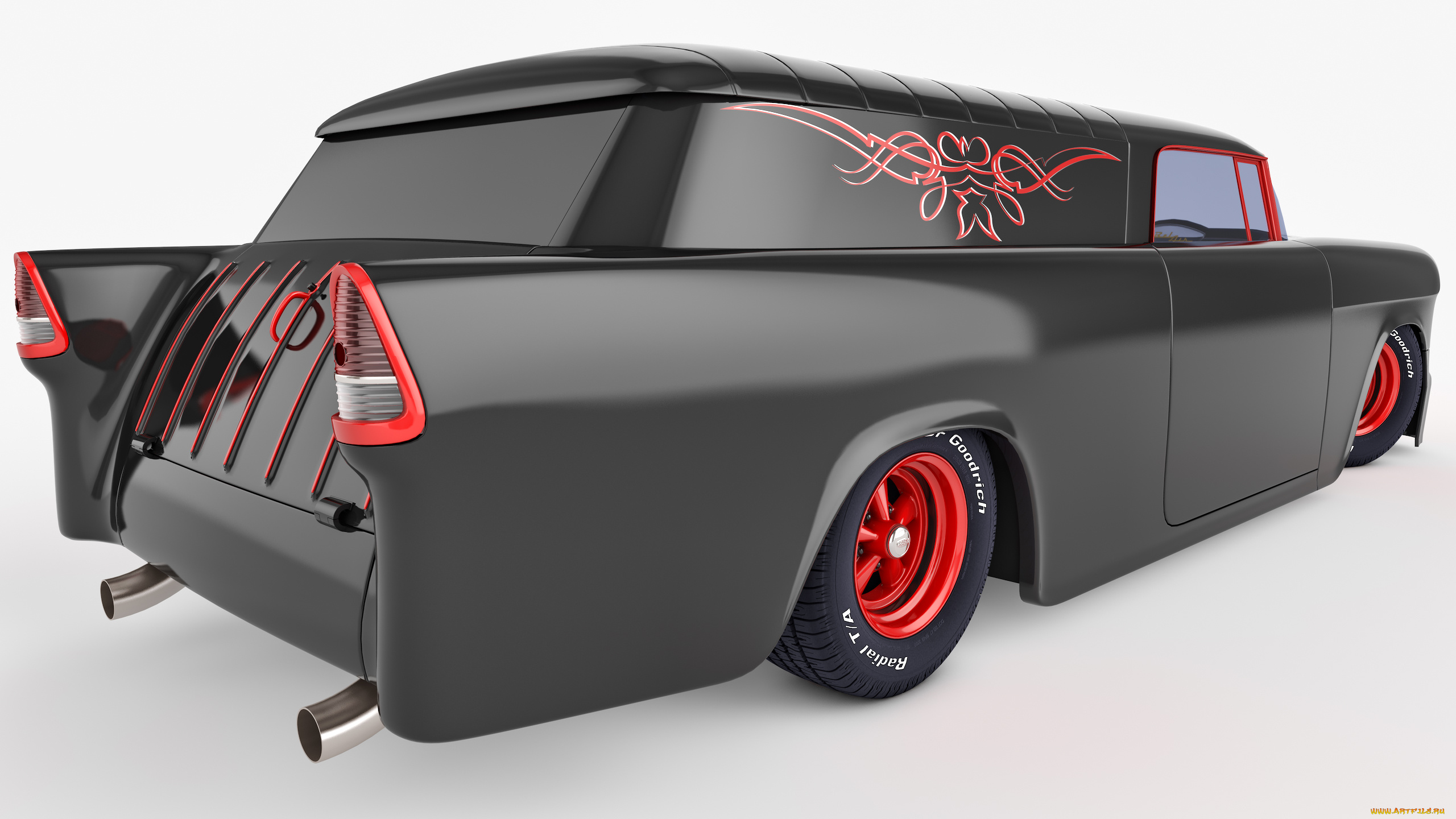 автомобили, 3д, 1955, chevrolet