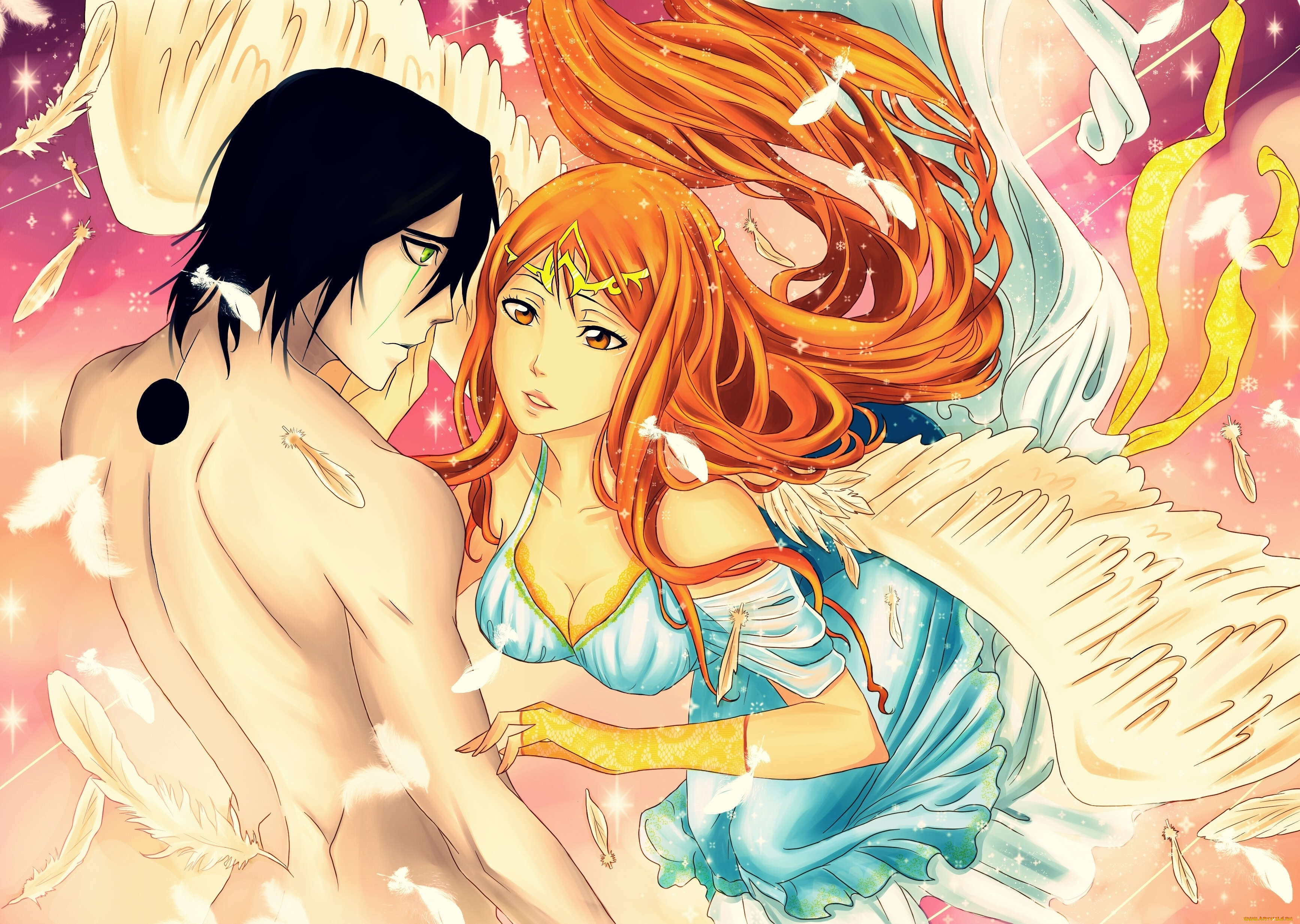 аниме, bleach, улькиора, орихиме, пара