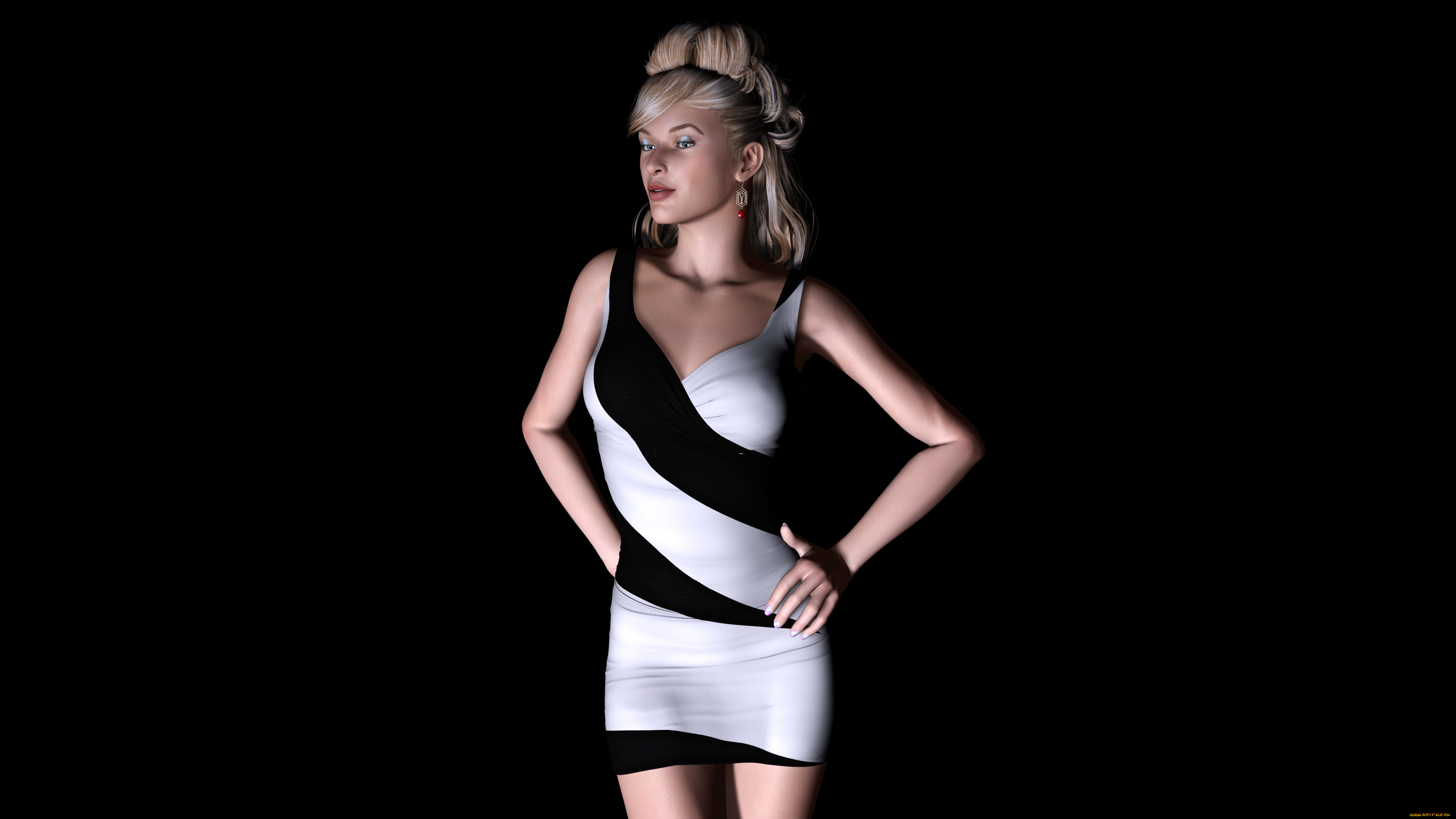 3д, графика, people, люди, платье, взгляд