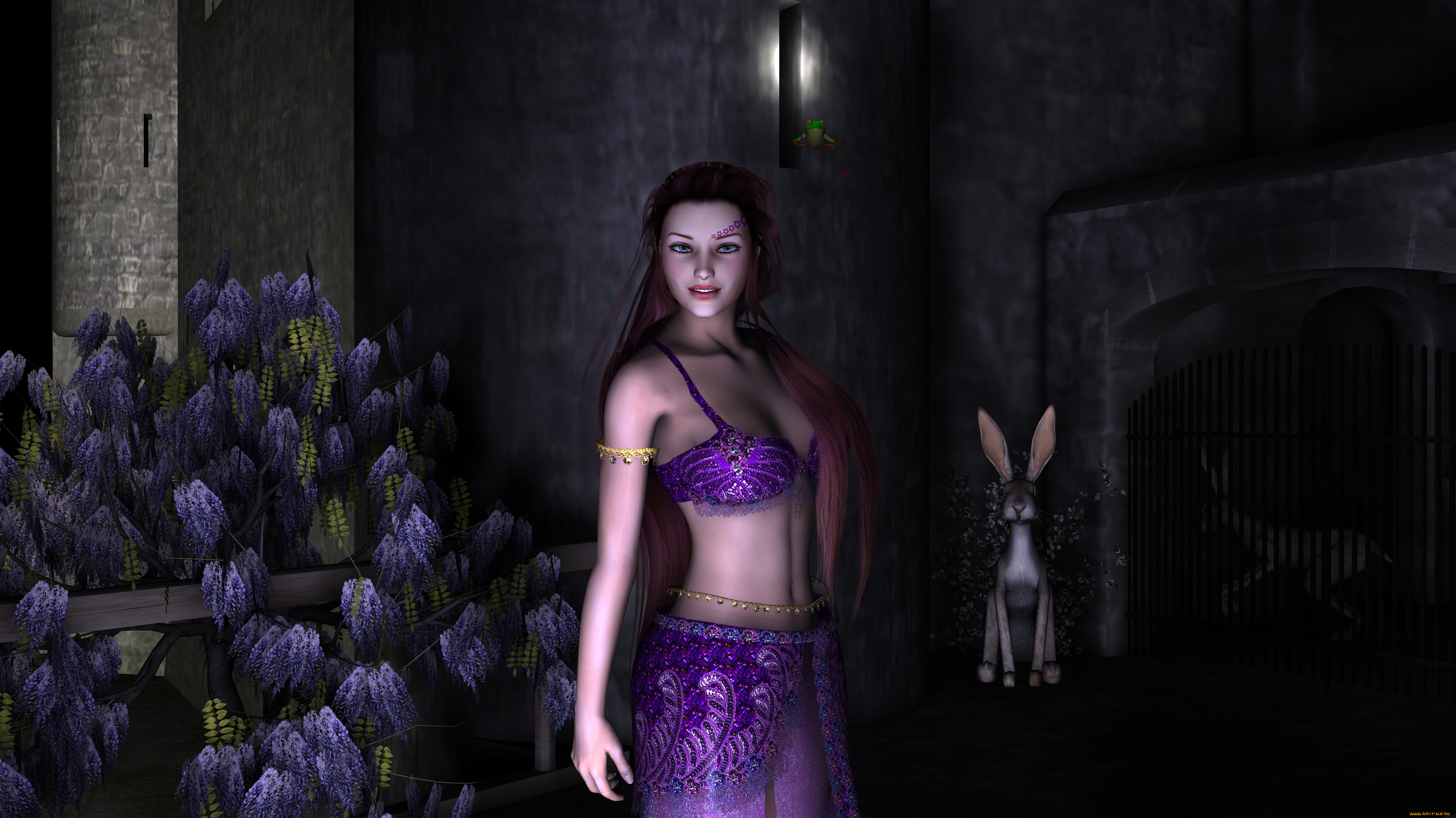 3д, графика, people, люди, зайчик, цветы