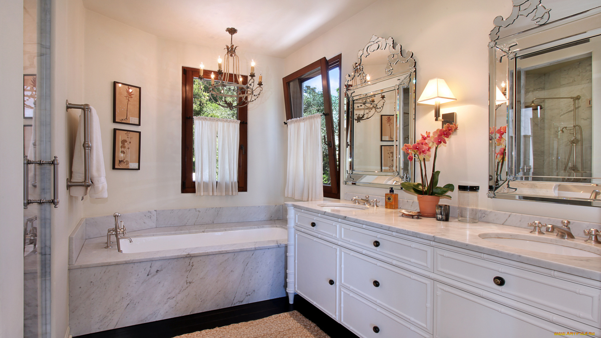 интерьер, ванная, и, туалетная, комнаты, стиль, дизайн, ванная