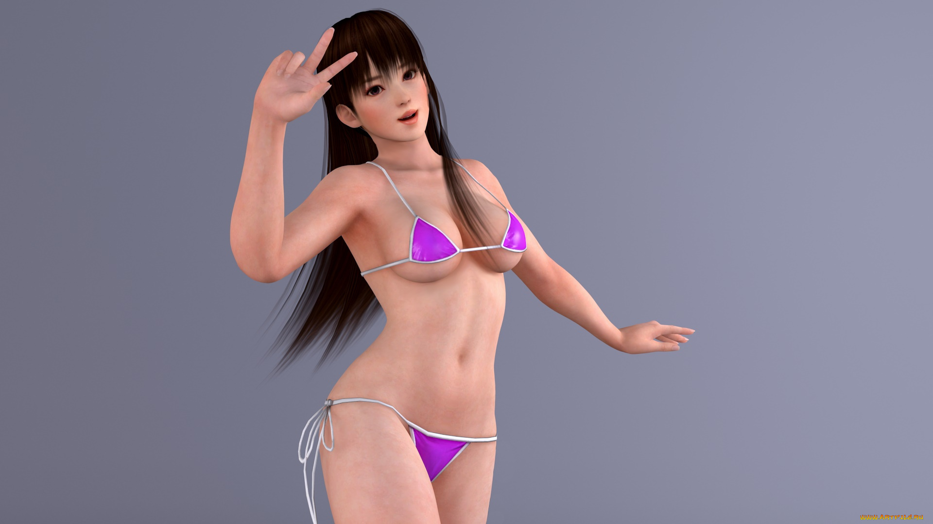 3д, графика, аниме, , anime, девушка, фон, взгляд, бикини