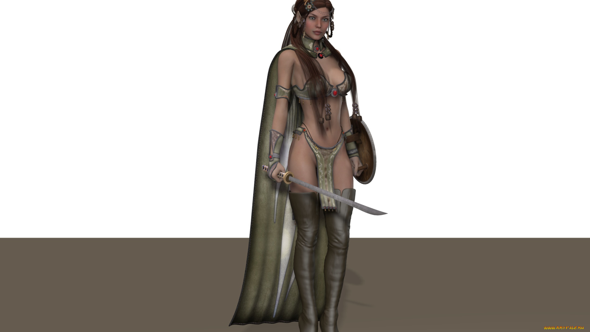 3д, графика, фантазия, , fantasy, оружие, взгляд, фон, девушка