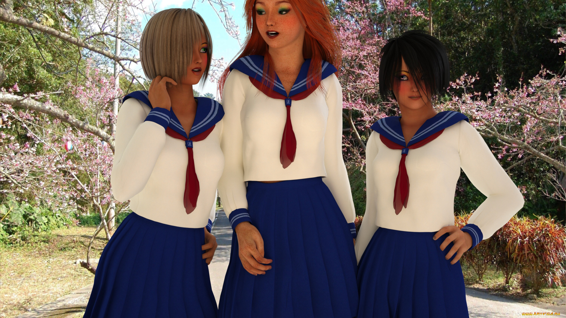 3д, графика, люди, , people, взгляд, девушки, фон