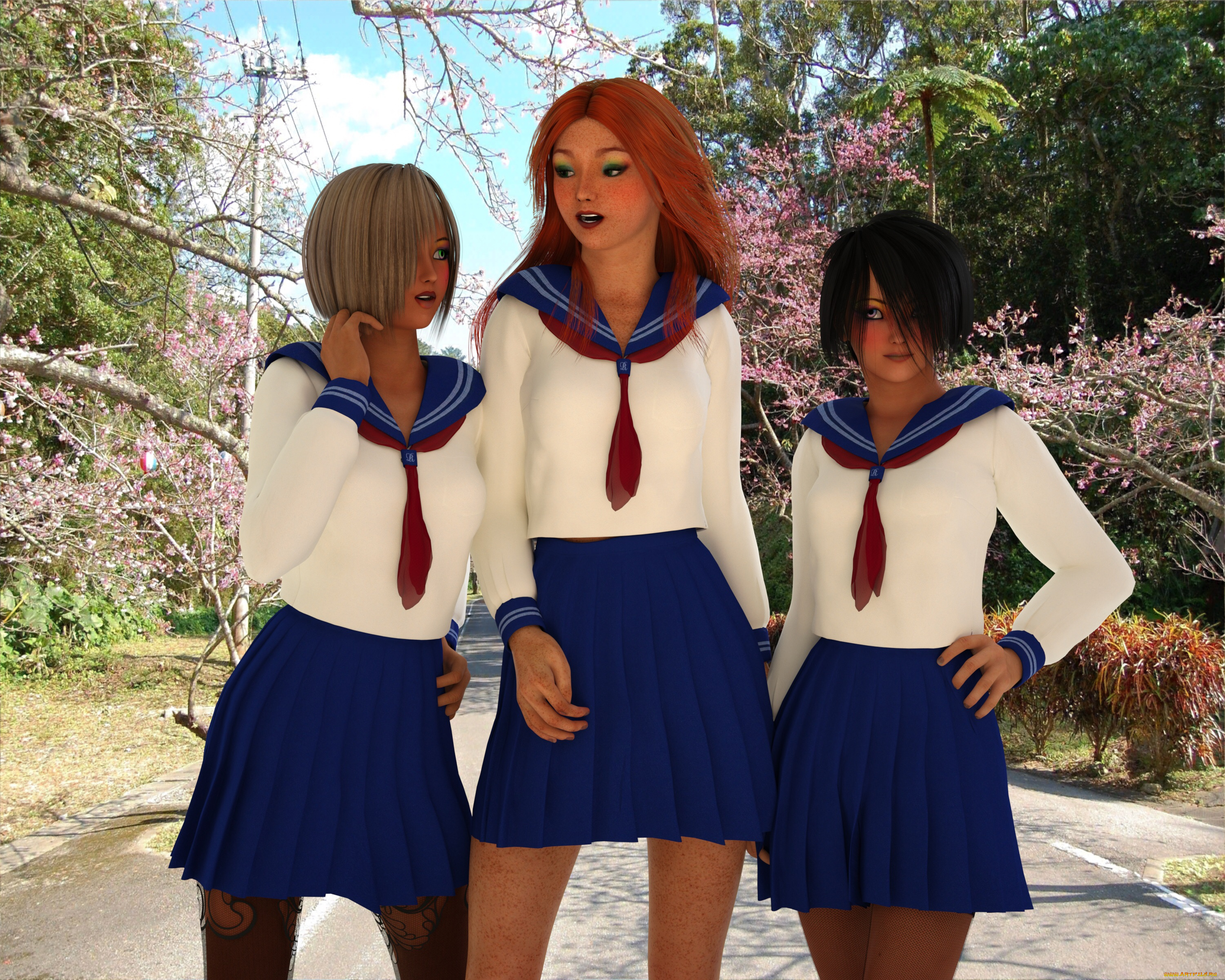 3д, графика, люди, , people, взгляд, девушки, фон