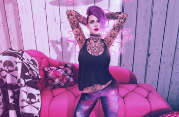 обоя 3д графика, люди , people, девушка, взгляд, фон