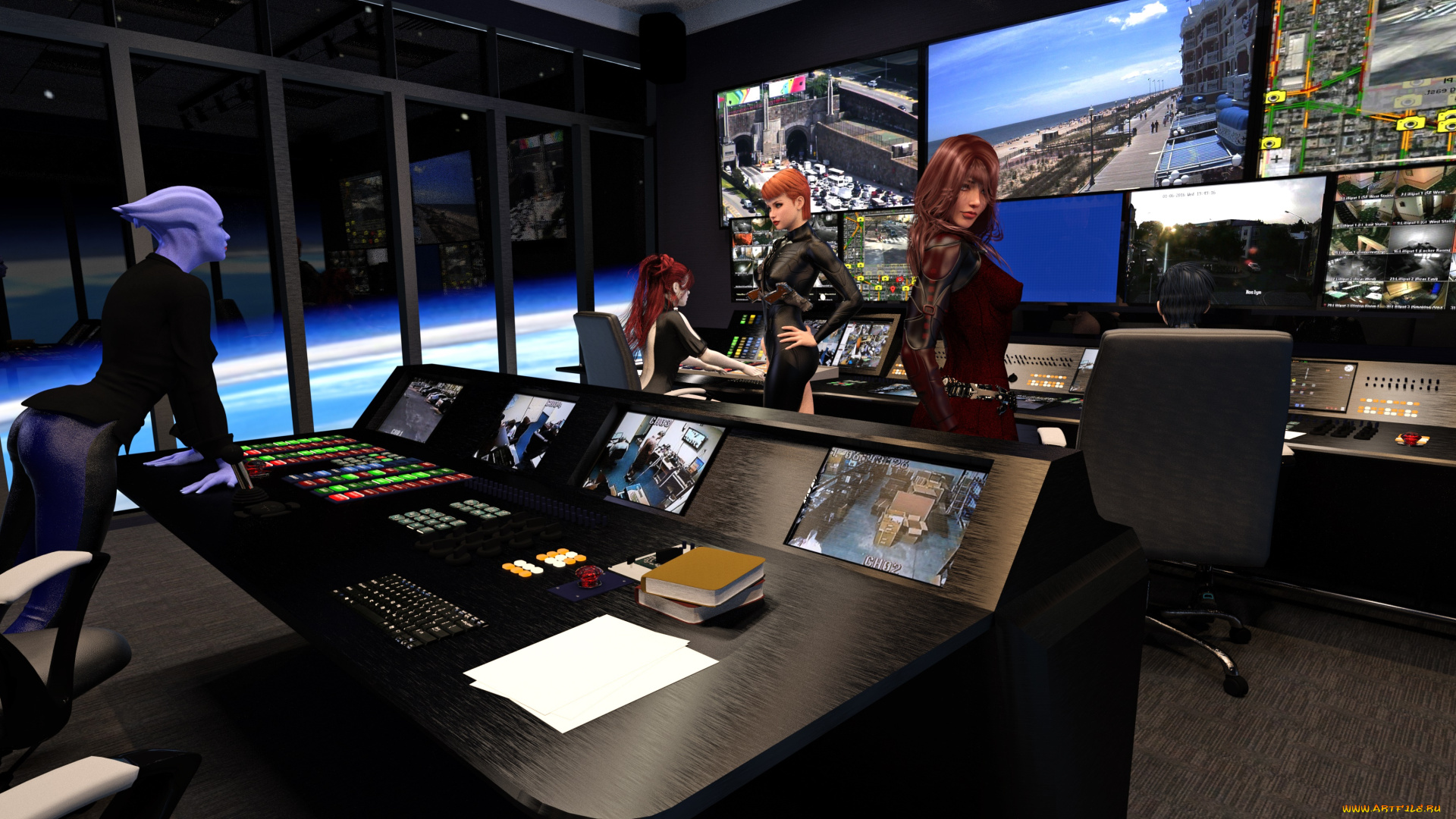 3д, графика, фантазия, , fantasy, фон, взгляд, девушки