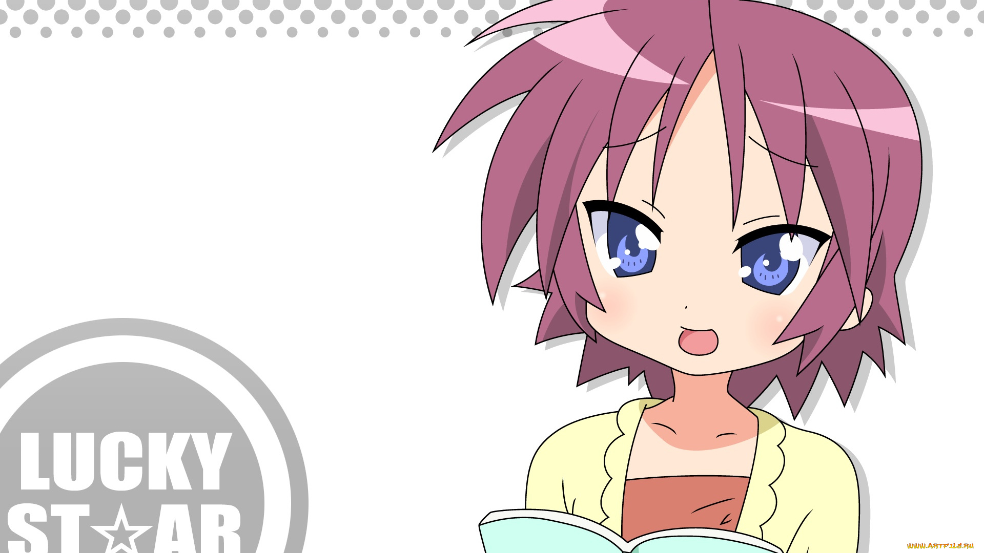 аниме, lucky, star, фон, взгляд, девушка