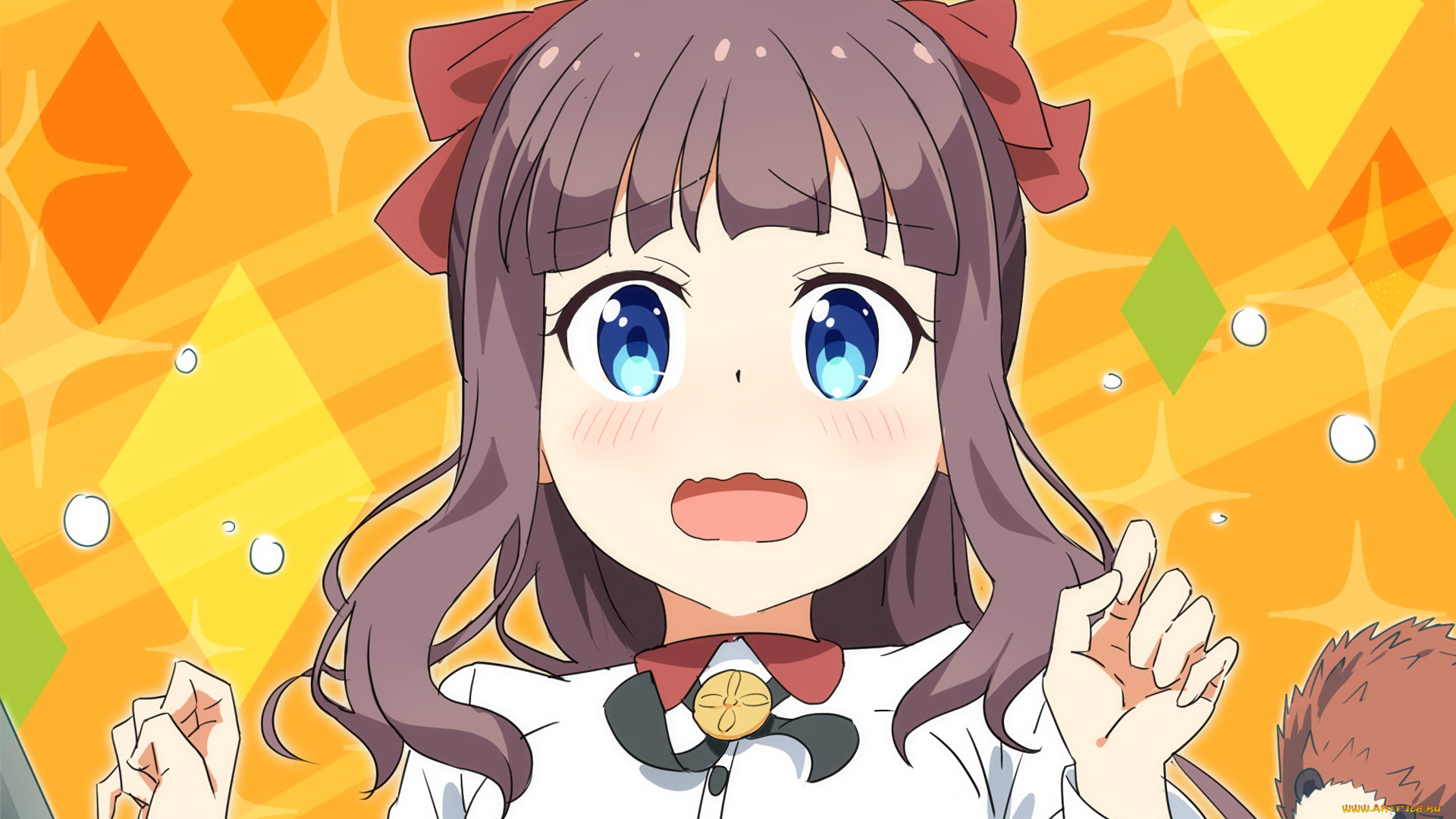 аниме, new, game, фон, взгляд, девушка