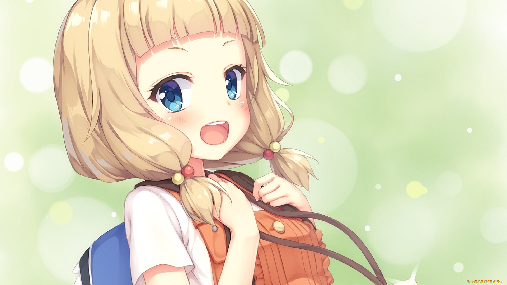 аниме, new, game, фон, взгляд, девушка