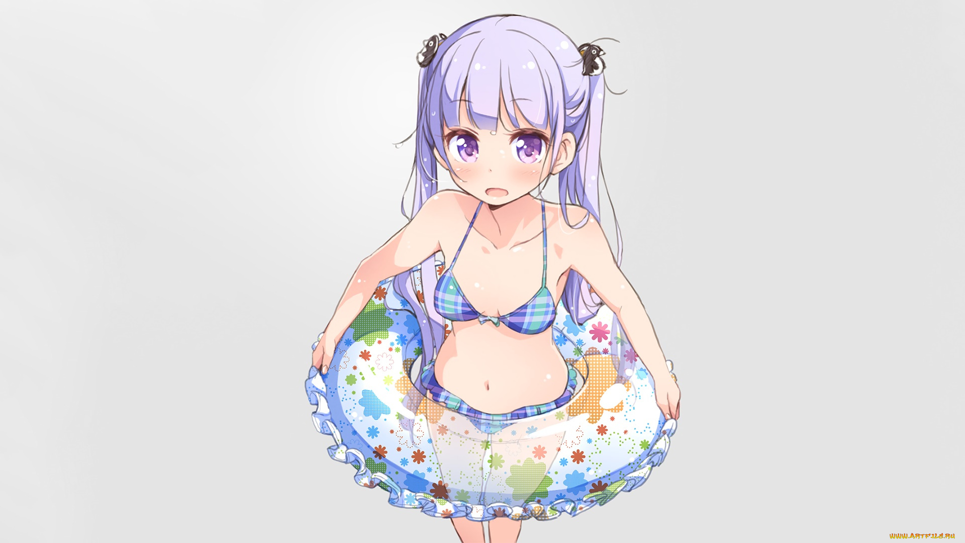 аниме, new, game, фон, взгляд, девушка