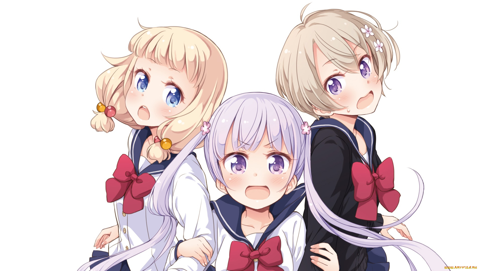 аниме, new, game, фон, взгляд, девушки