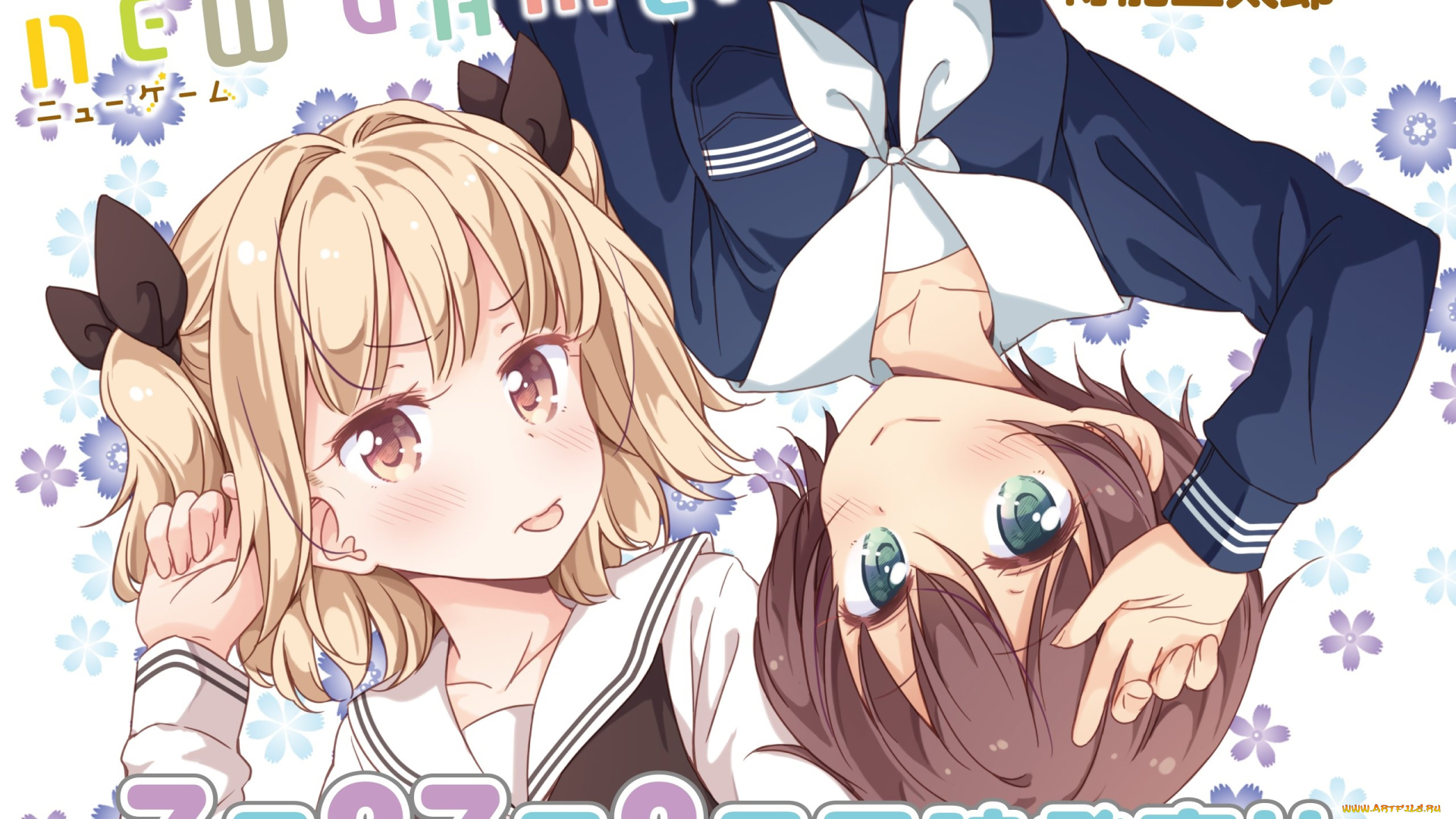 аниме, new, game, фон, взгляд, девушки