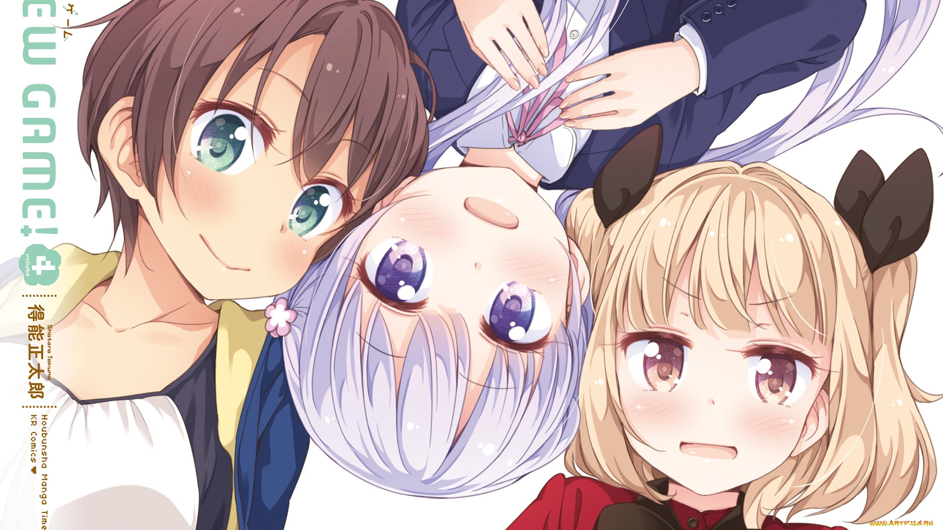 аниме, new, game, фон, взгляд, девушки