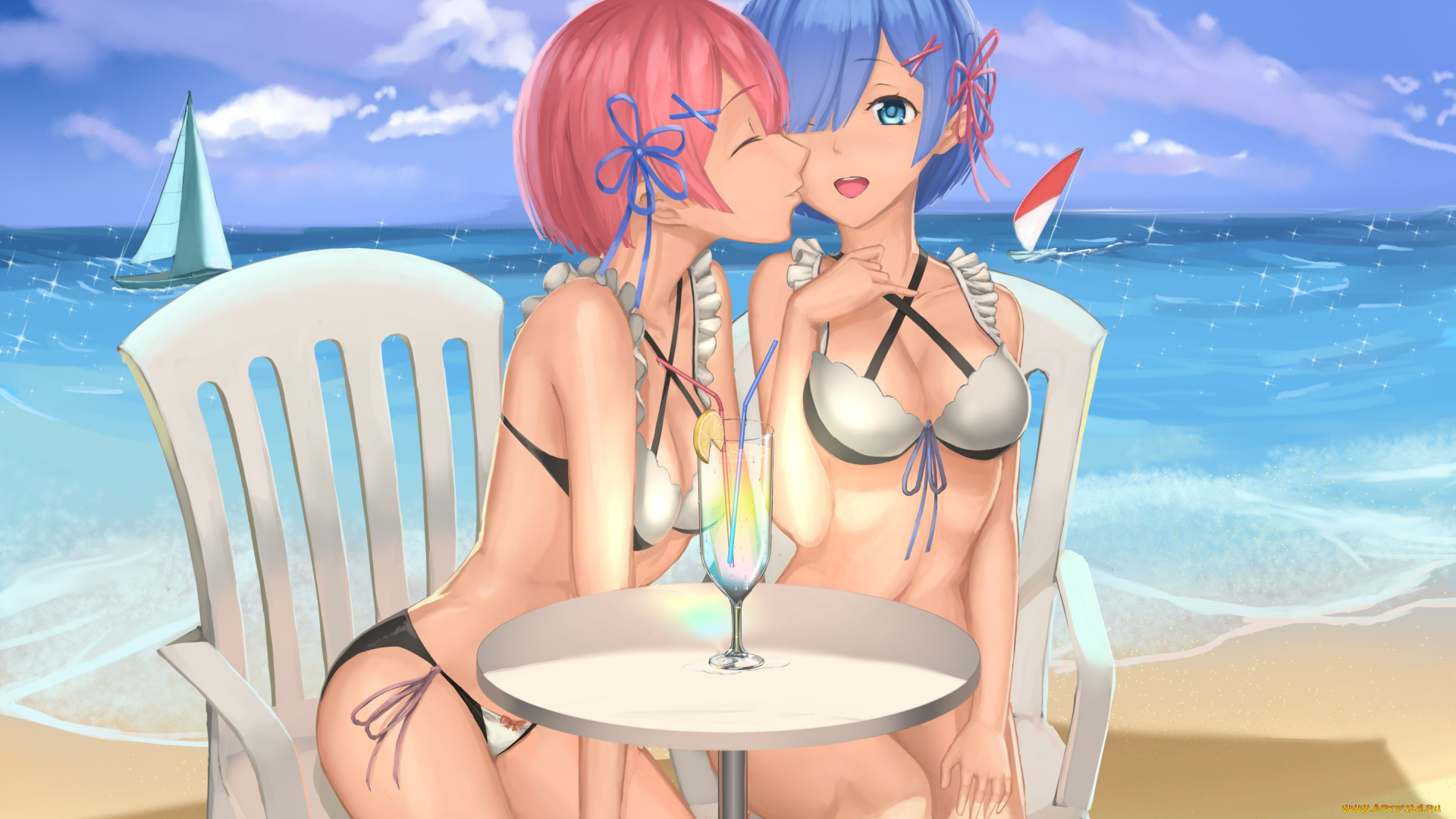 аниме, re, , zero, kara, hajimeru, isekai, seikatsu, рем, рам