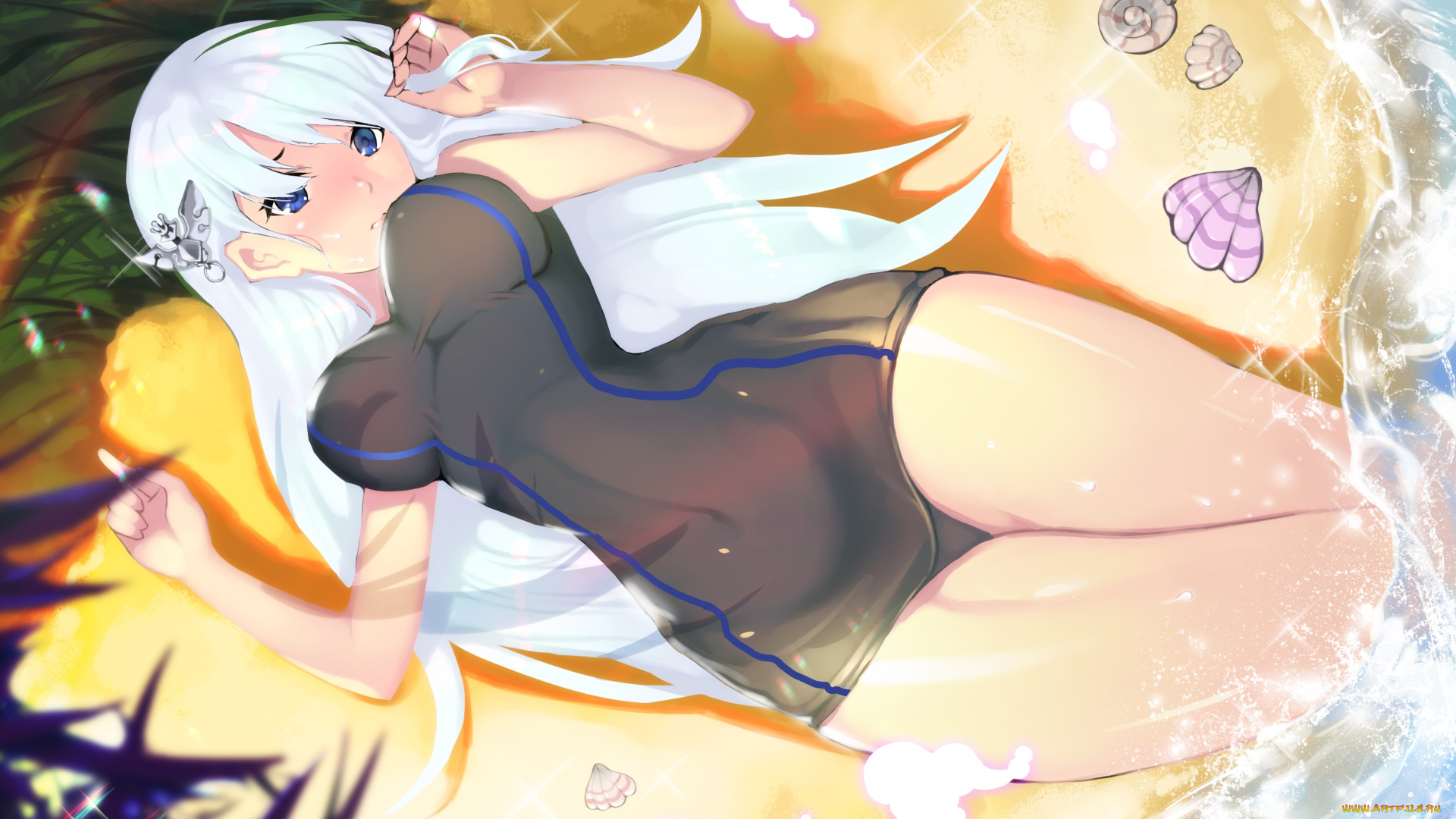 аниме, unknown, , другое, девушка, пляж