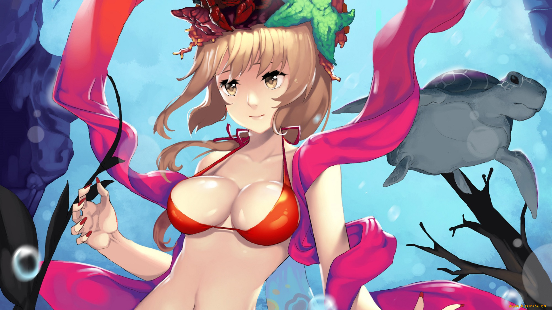 аниме, unknown, , другое, девушка, русалка